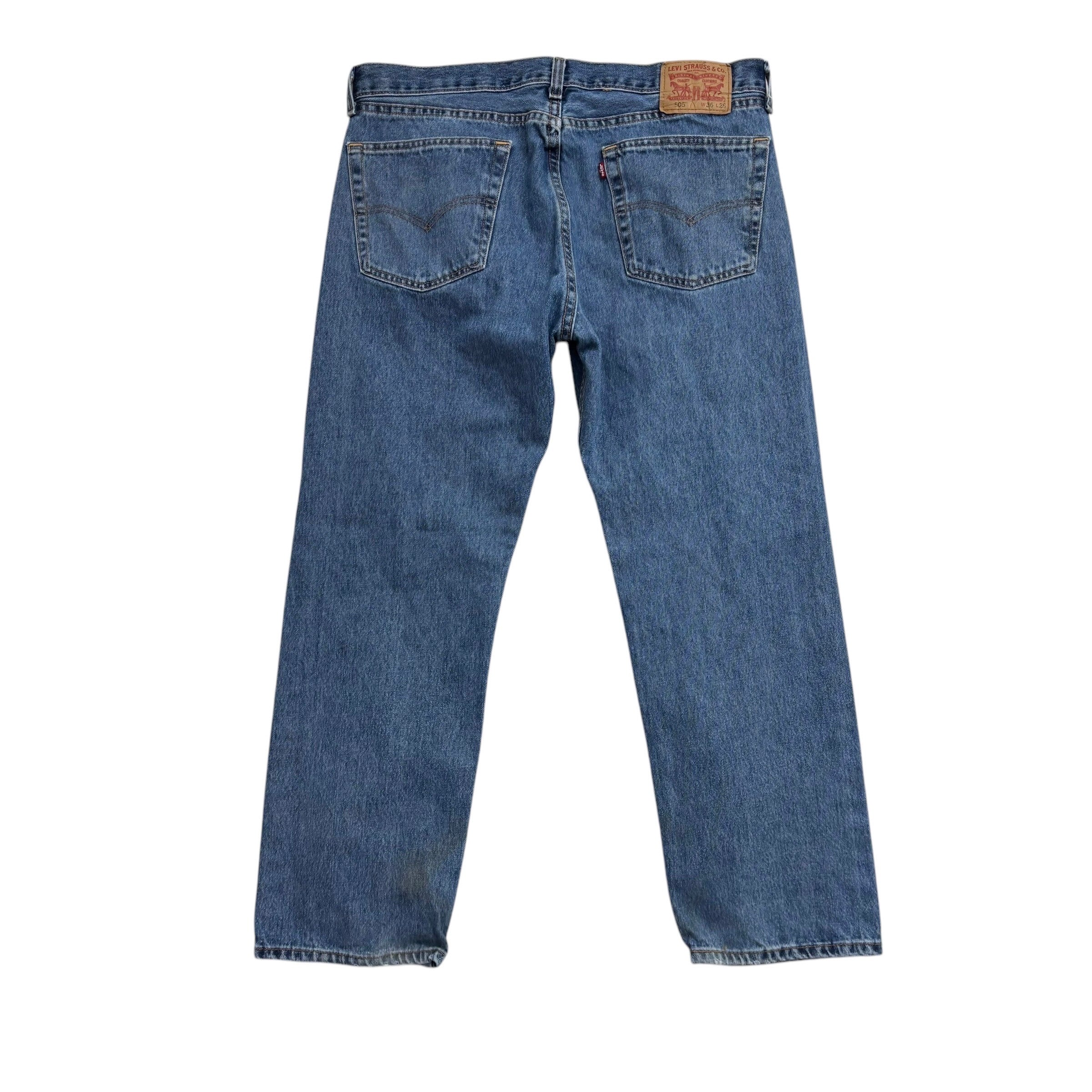 Levis 505 Jeans W36 L29 Mens Mid Blue Regular Straight Fit Denim