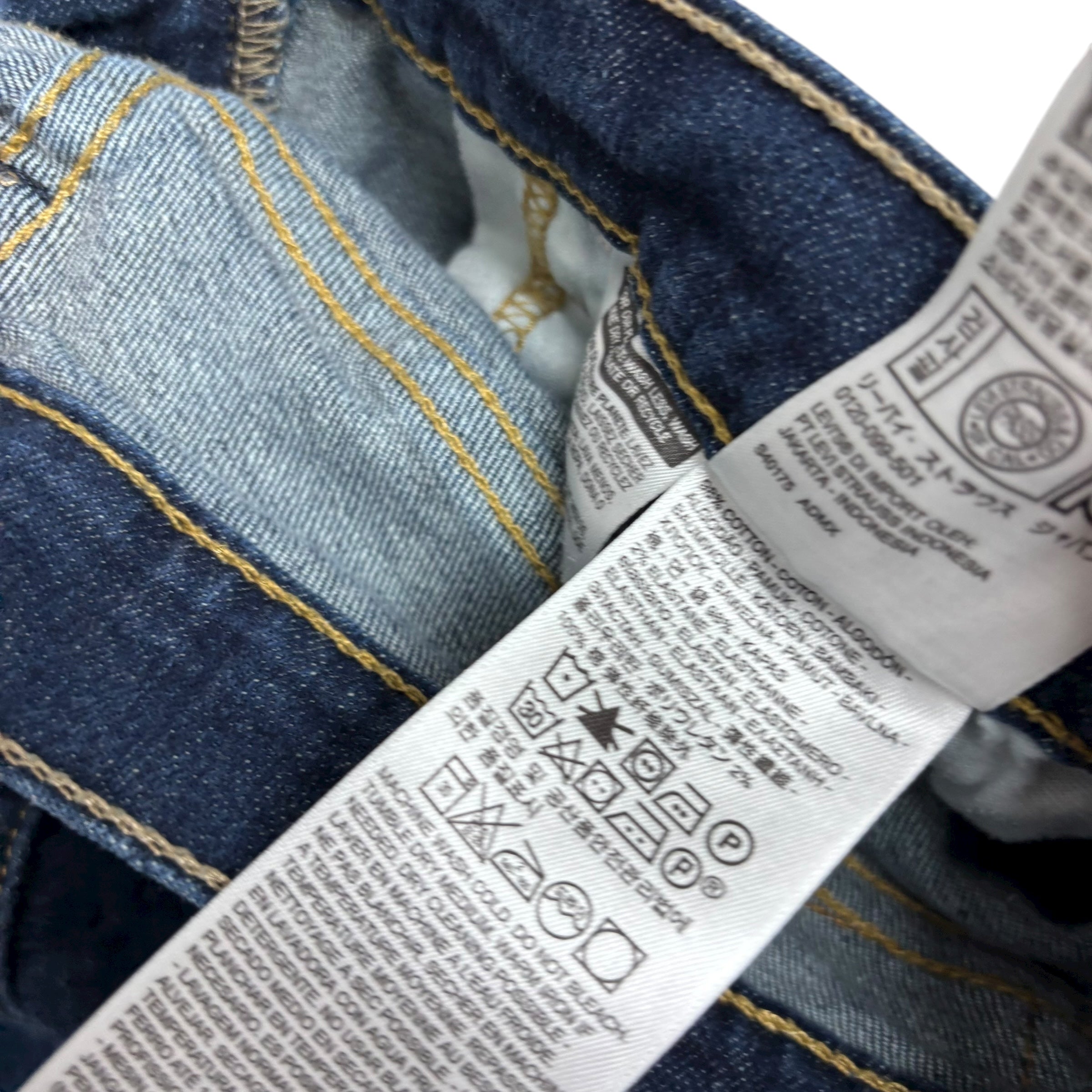 Levis 513 Jeans W34 L31 Mens Dark Blue Slim Straight Fit Stretch Denim (E)