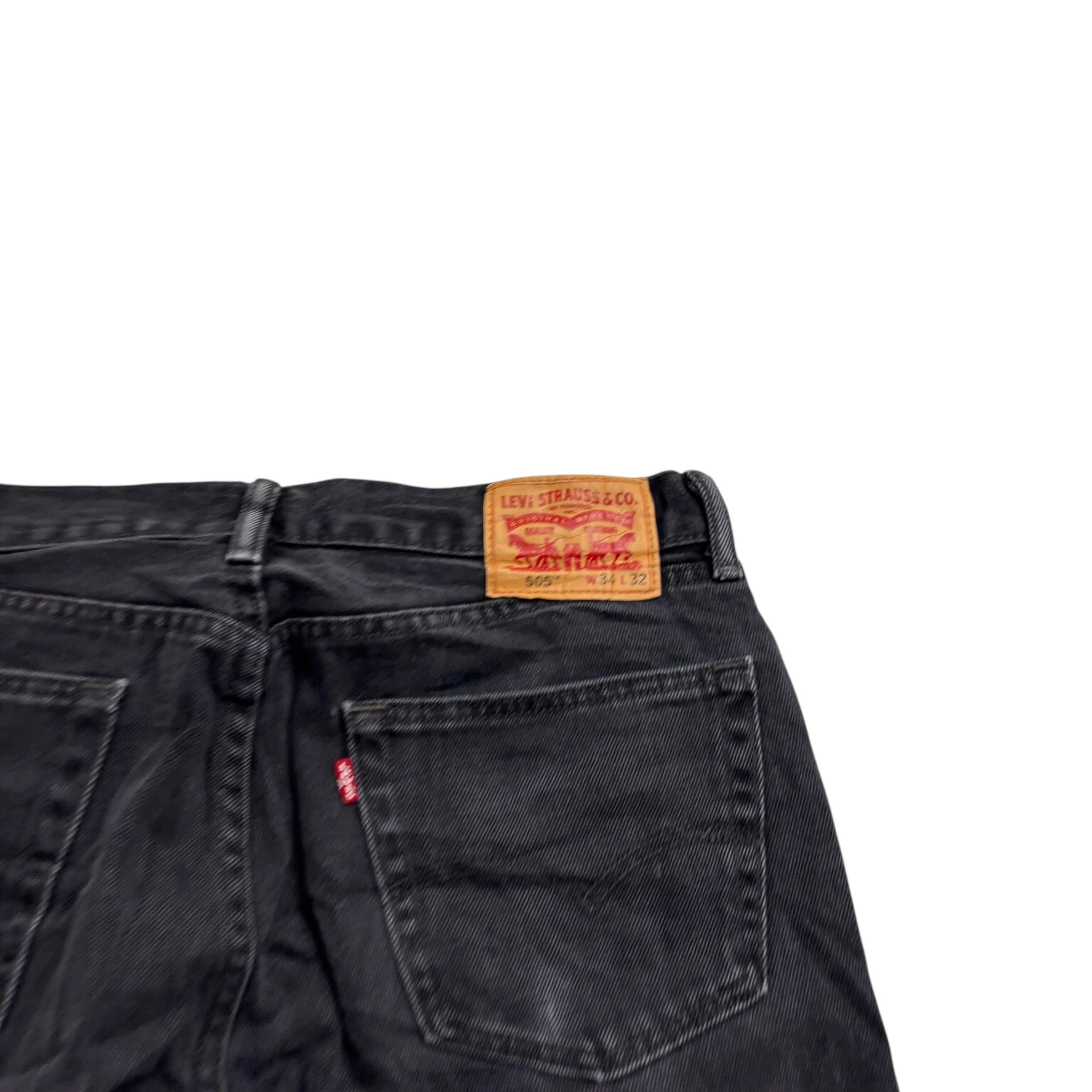 Levis 505 Jeans W34 L32 Mens Black Regular Straight Fit Denim