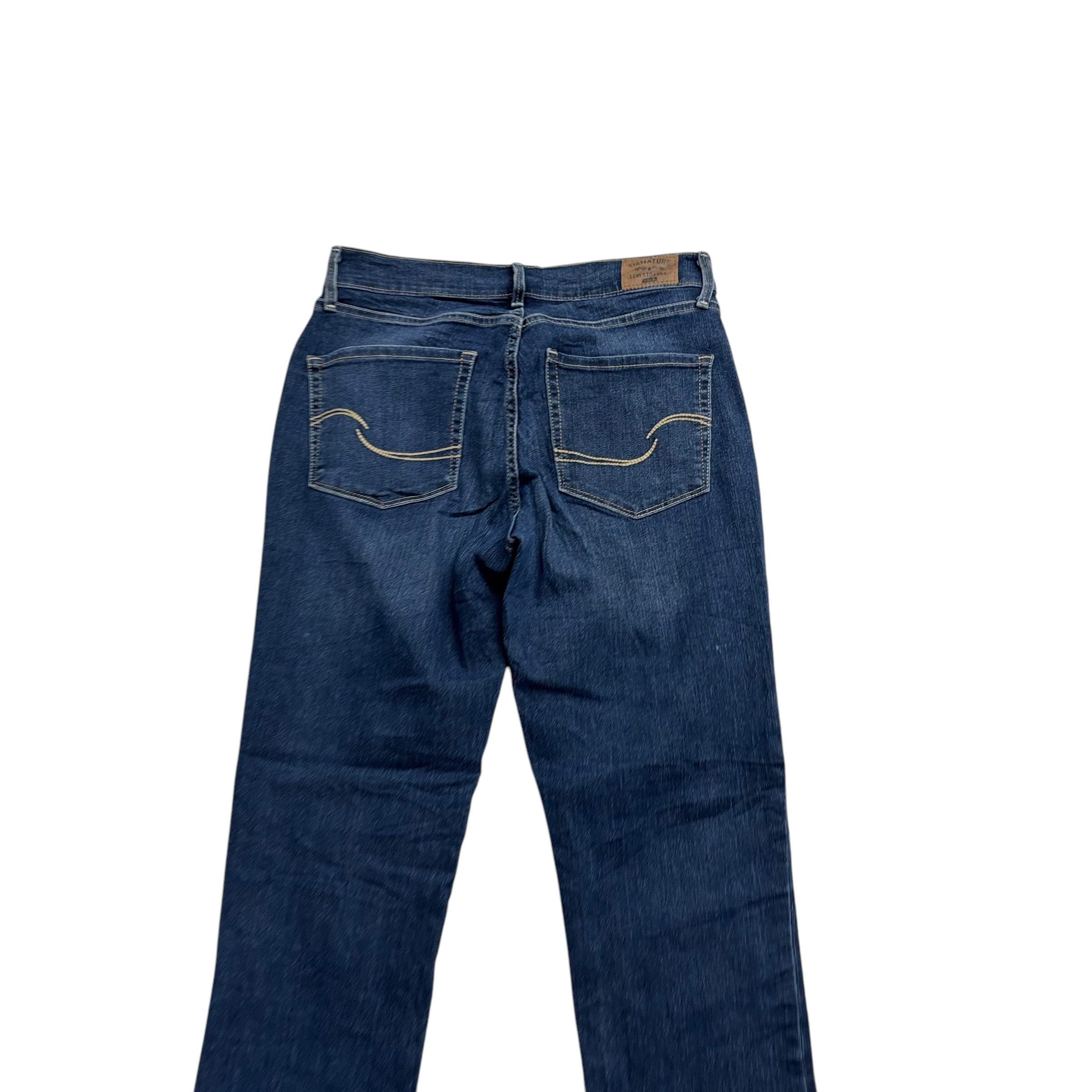 Levis Signature Jeans W28 L32 Womens Curvy Straight Dark Blue Stretch Denim (E)