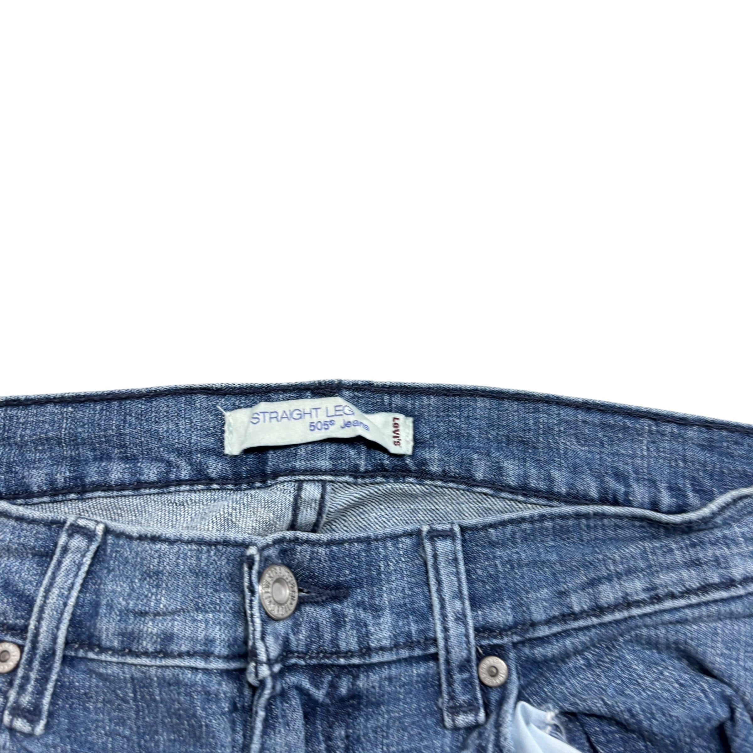 Levis 505 Jeans W30 L30 Womens Regular Straight Mid Blue Stretch Denim