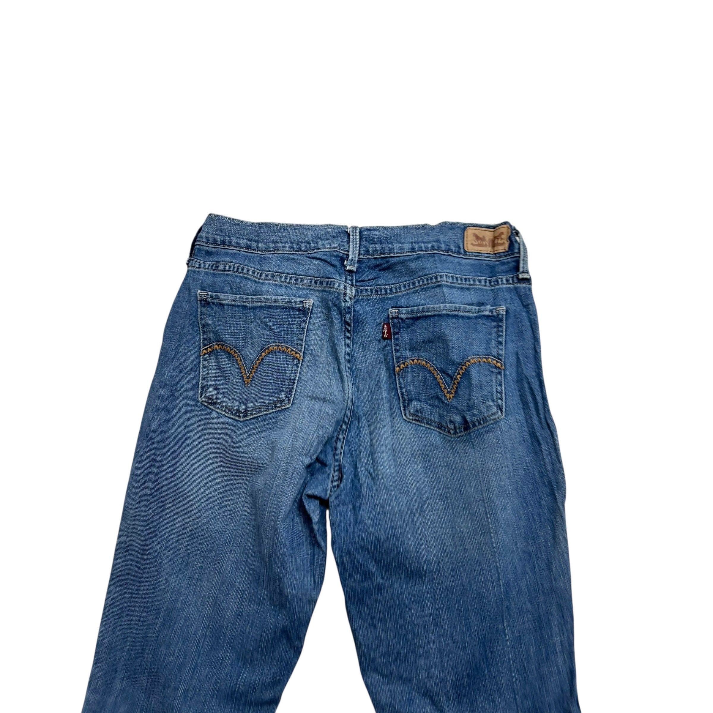 Levis 505 Jeans W27 L32 Womens Regular Straight Fit Mid Blue Stretch Denim