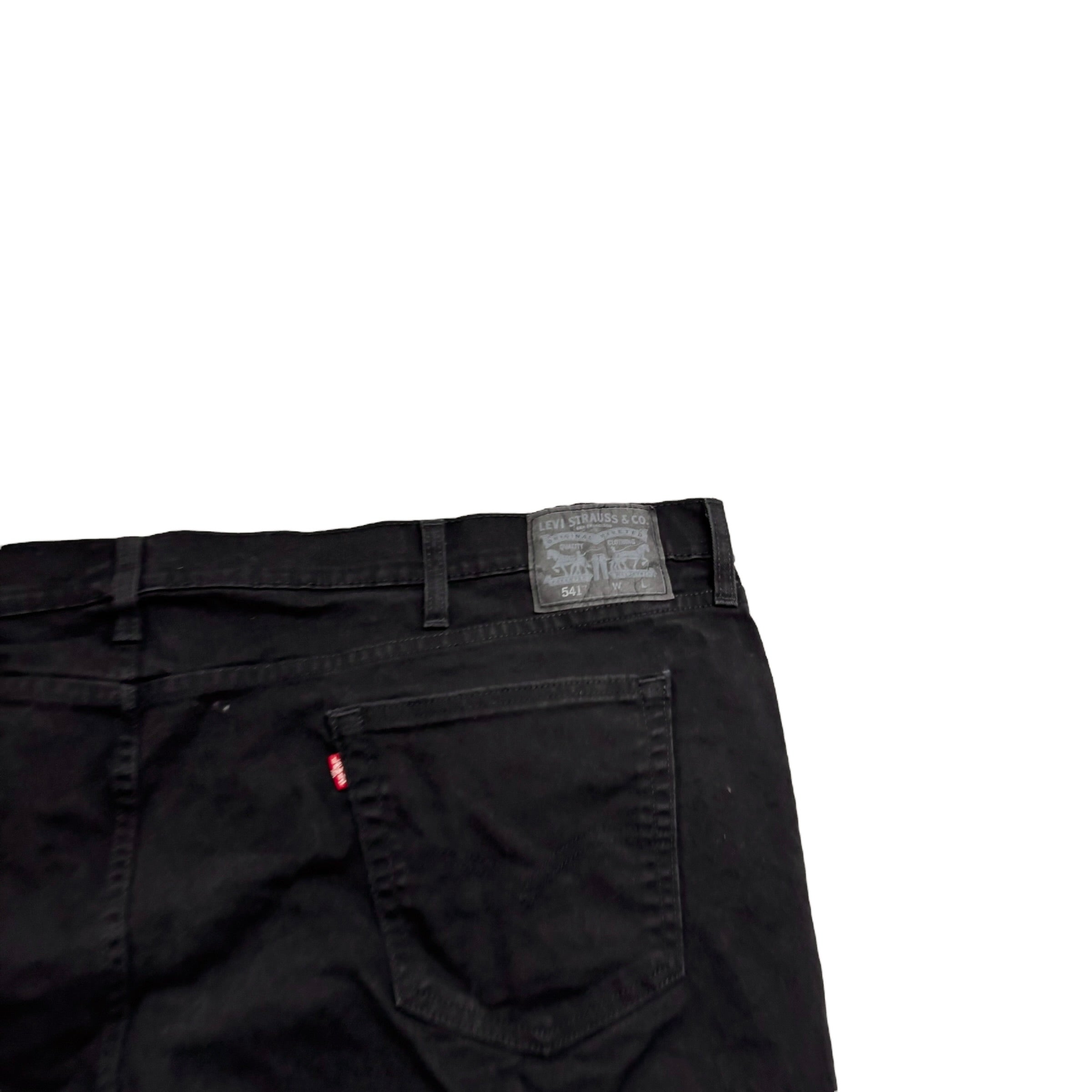 Levis 541 Jeans W52 L29 Mens Black Athletic Tapered Fit Stretch Denim (E)