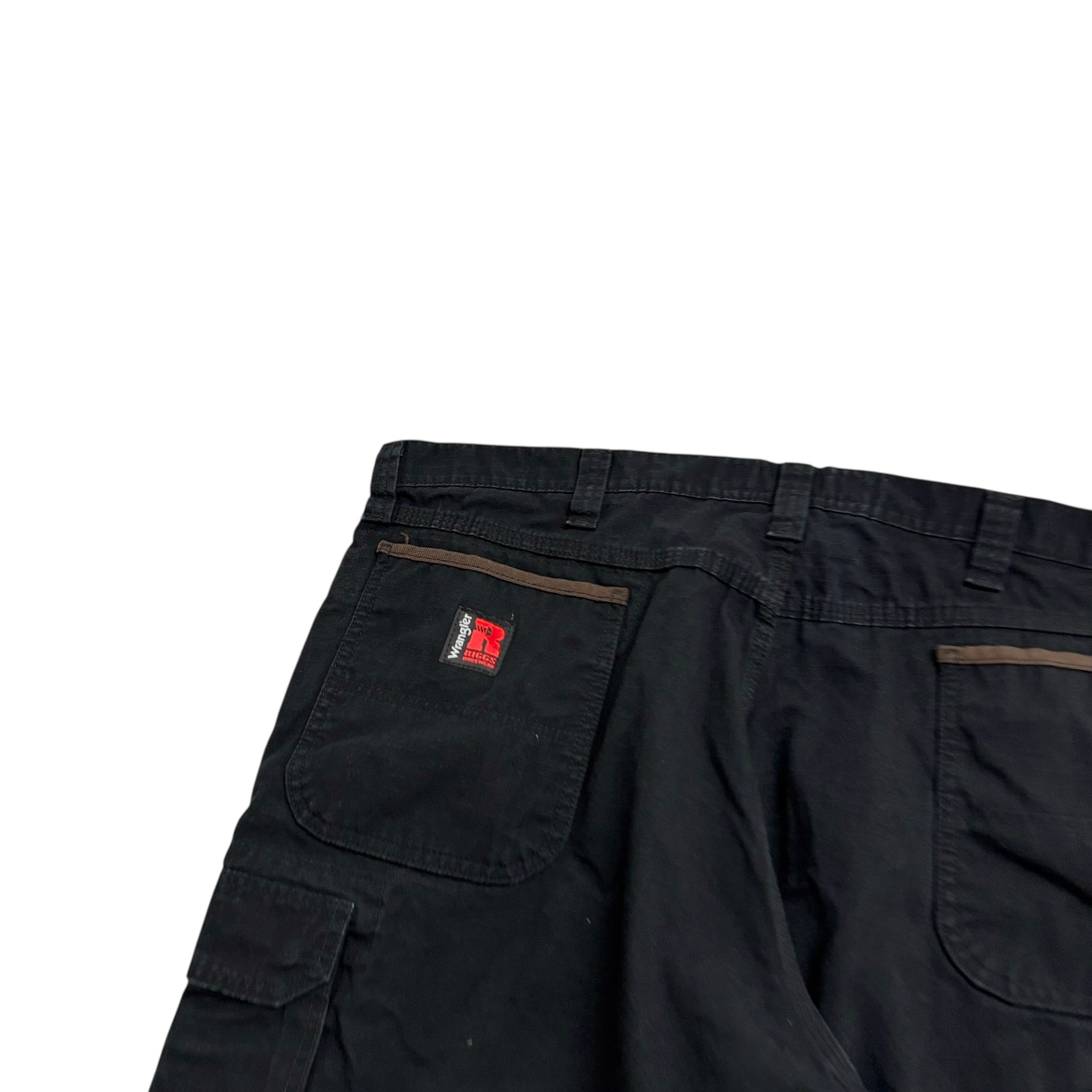 Wrangler Carpenter Pants W42 L30 Mens Black Relaxed Straight Cargo Trousers (E)
