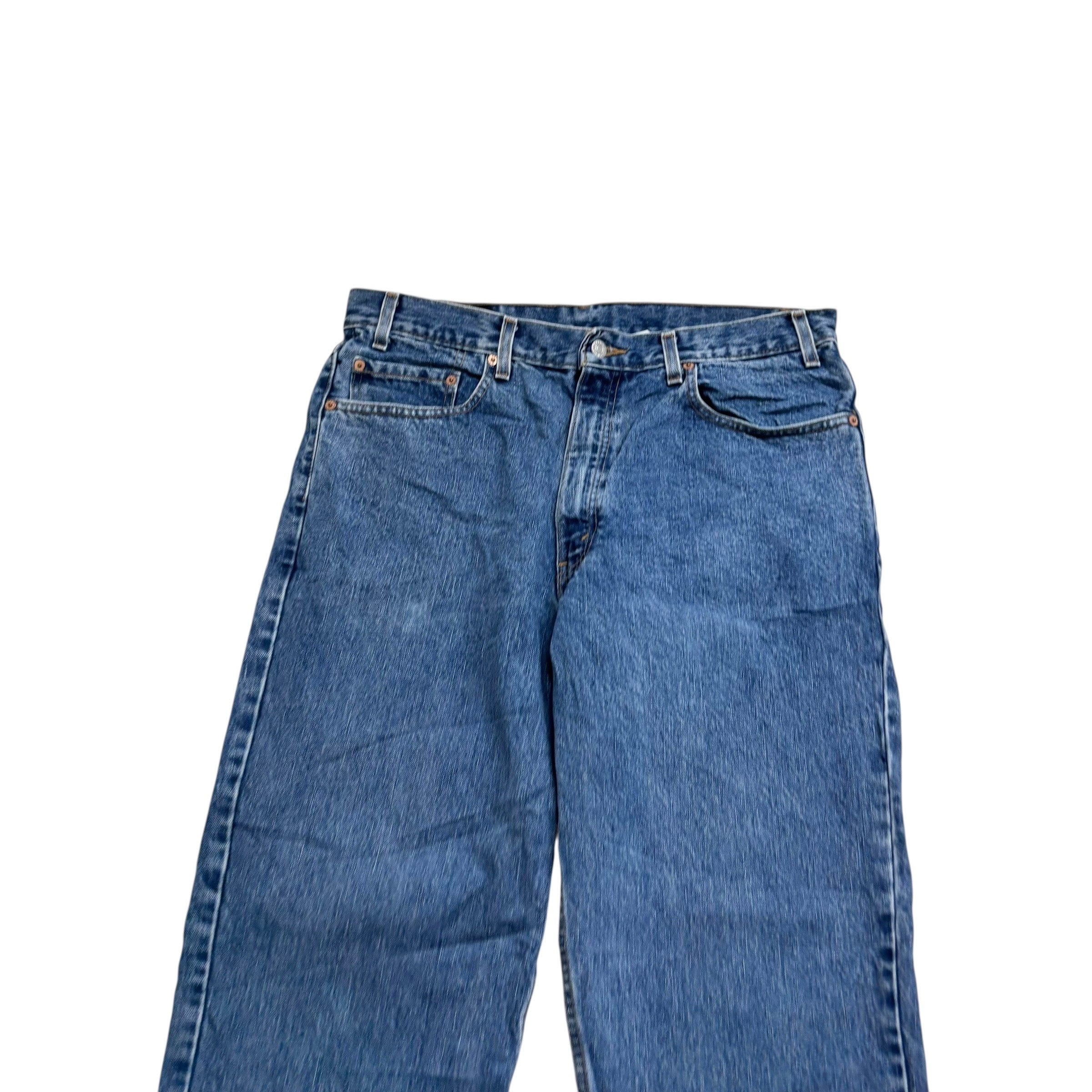 Levis 550 Jeans W35 L30 Mens Mid Blue Relaxed Straight Fit Vintage Denim (E)