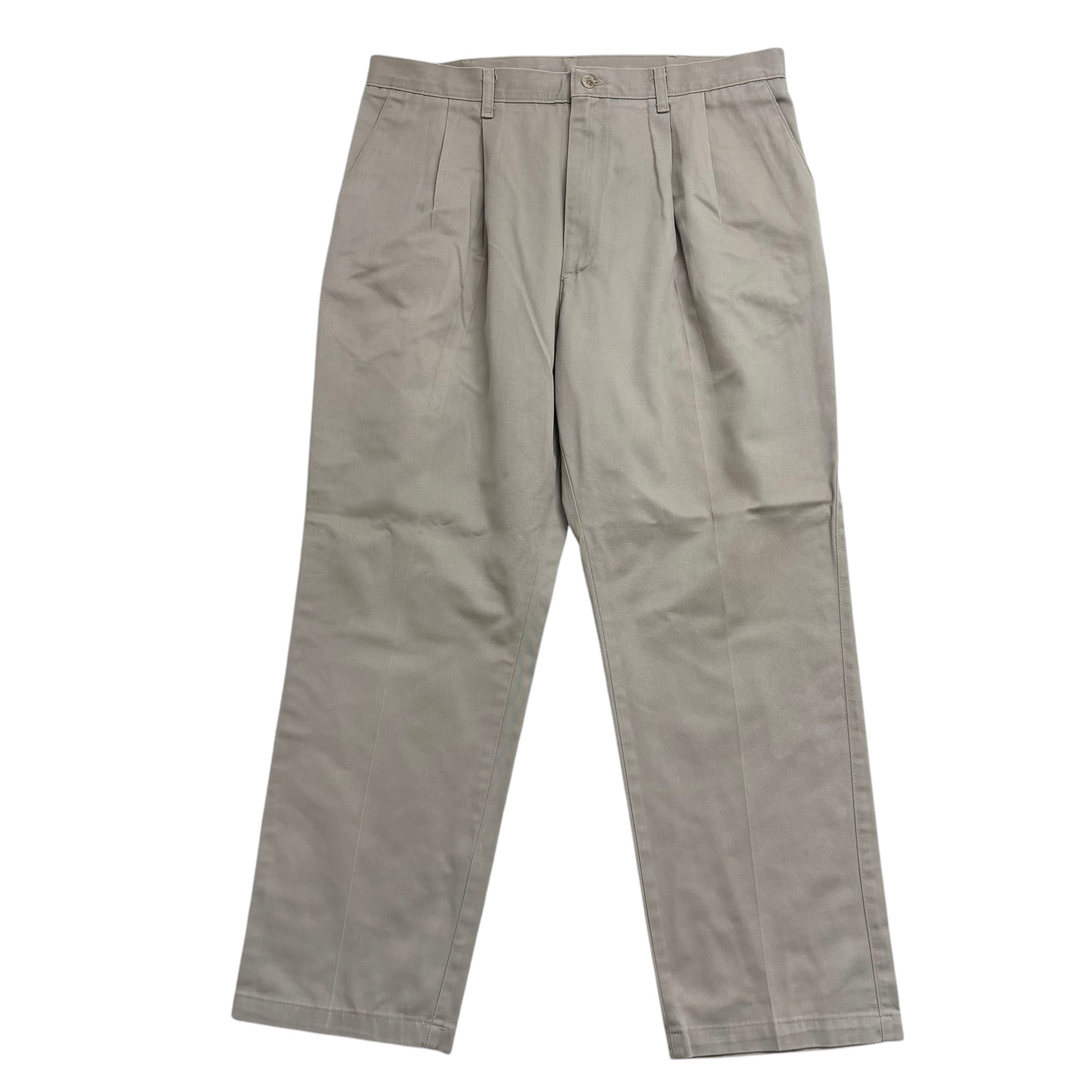 Wrangler Pleated Trousers W38 L30 Mens Beige Relaxed Straight Fit Pants (E)