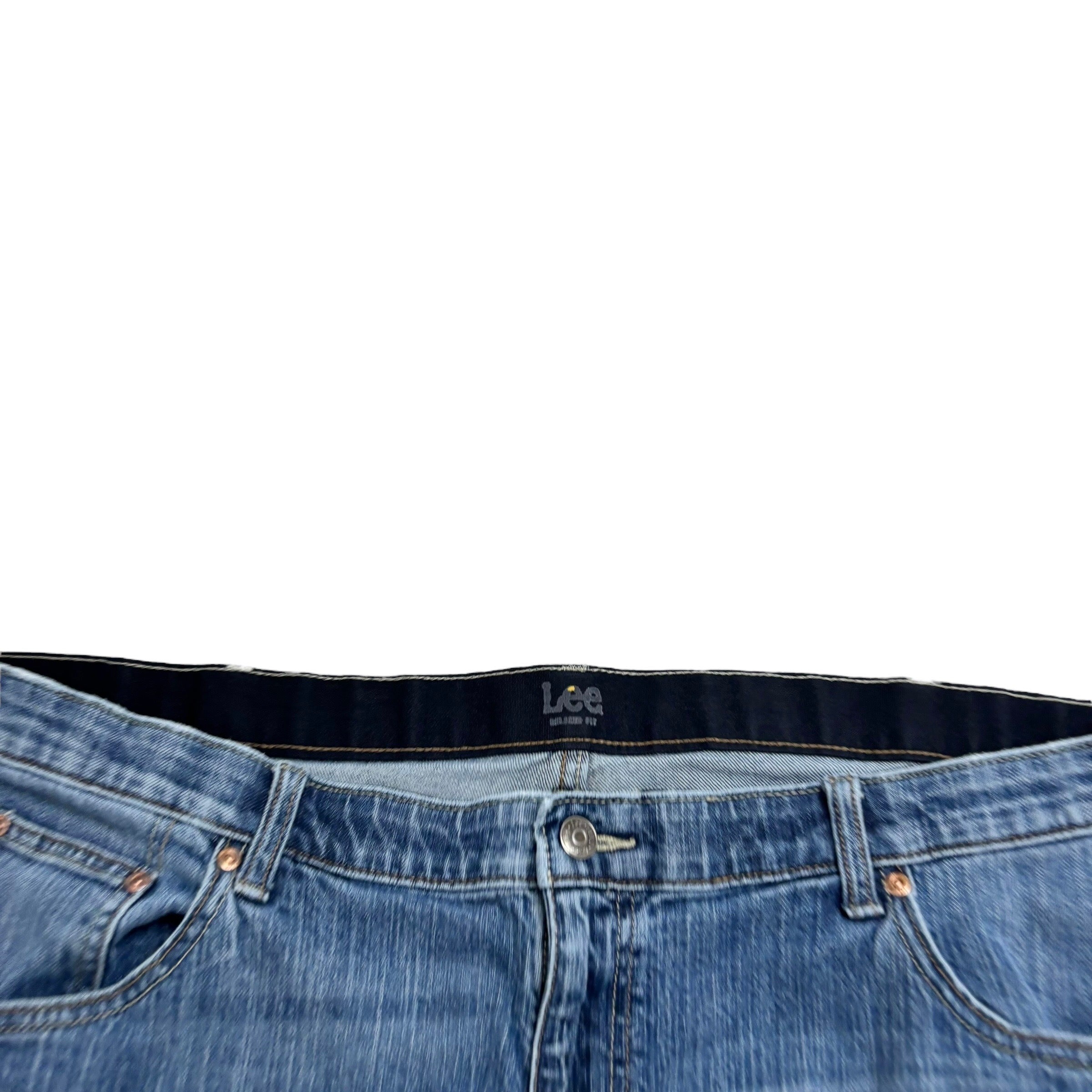 Lee Jeans W44 L29 Mens Mid Blue Relaxed Tapered Fit Stretch Denim