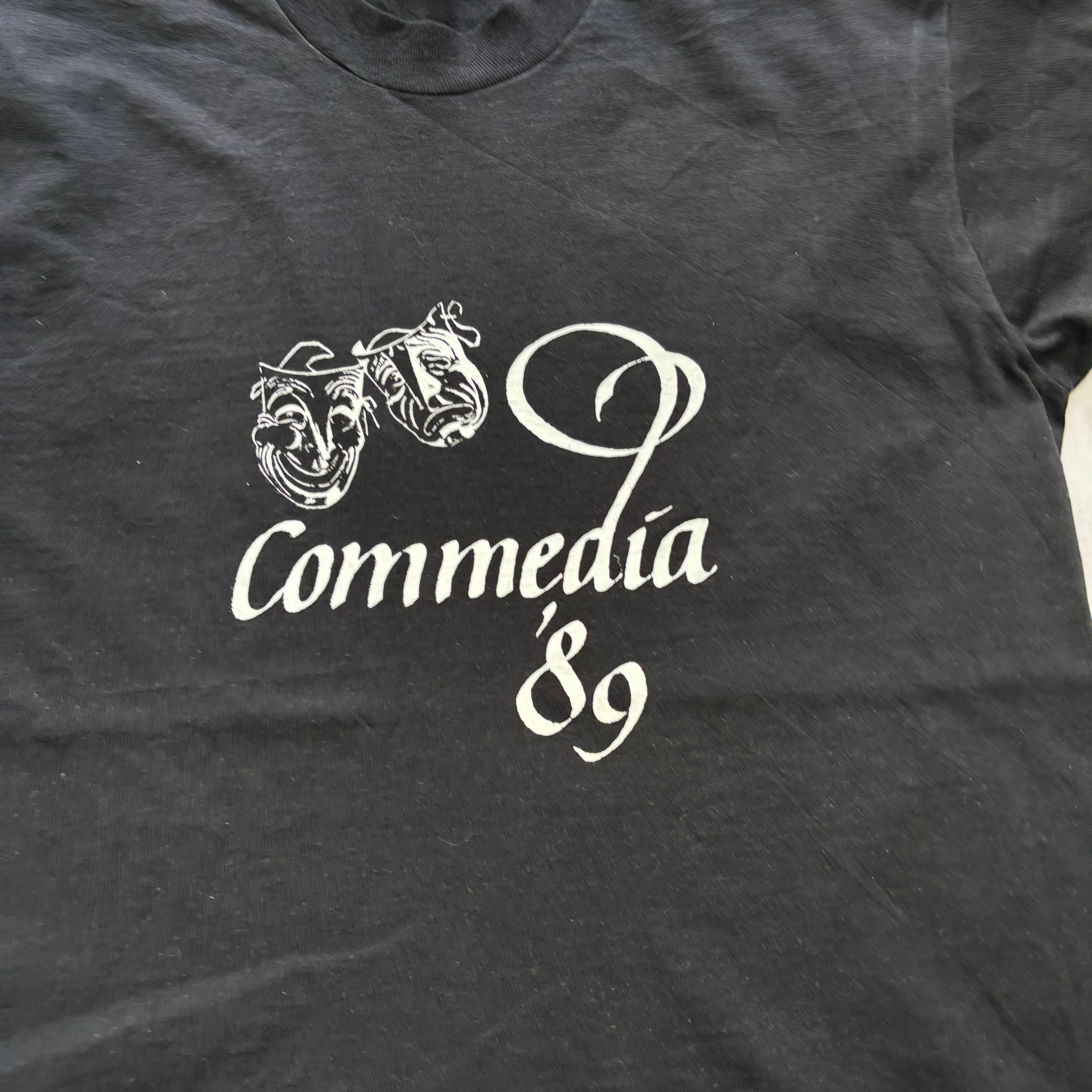 Vintage T Shirt Mens Medium Black Single Stitch Graphic Print 80s (E)