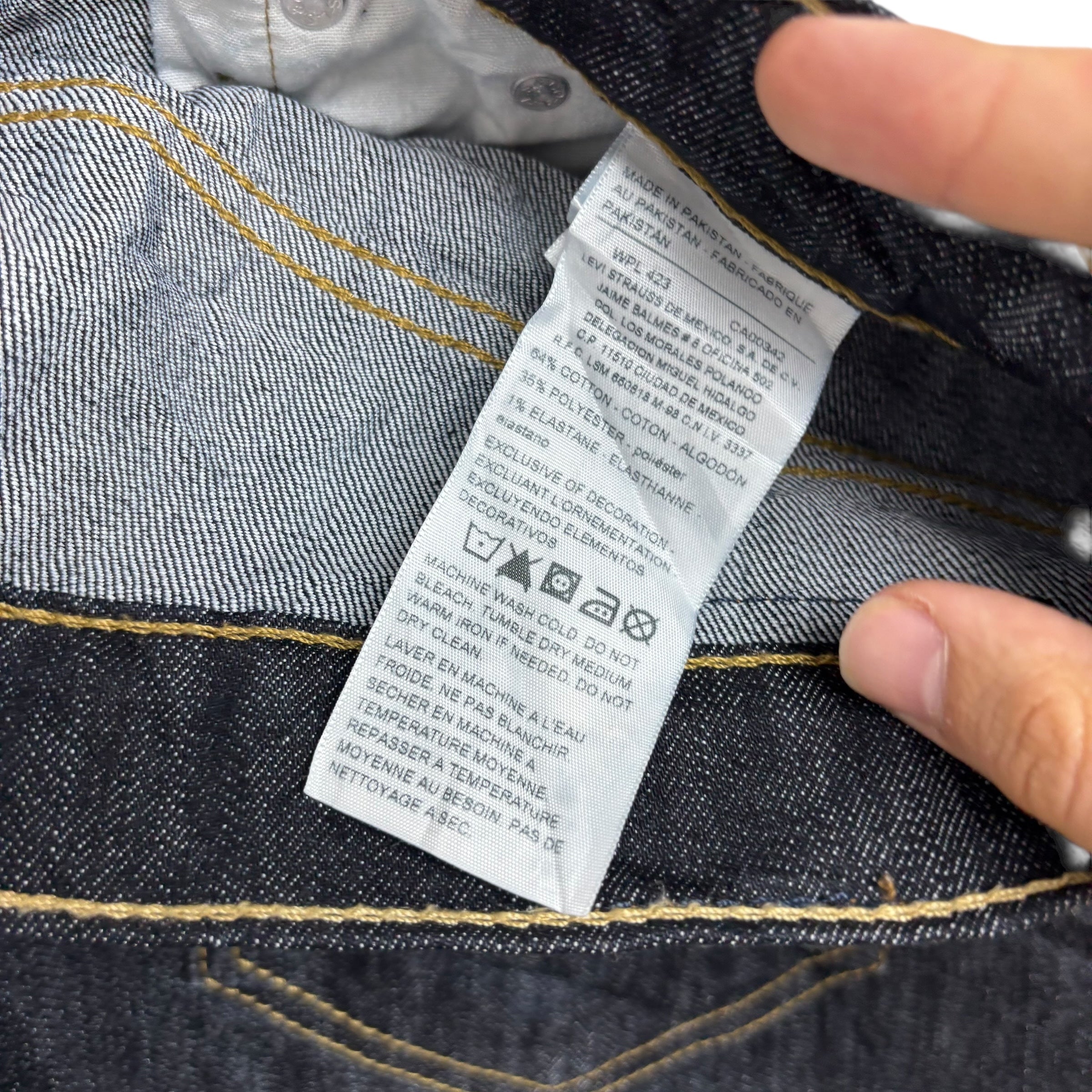 Levis Denizen Jeans W33 L32 Mens Dark Blue Regular Straight Stretch Denim (E)