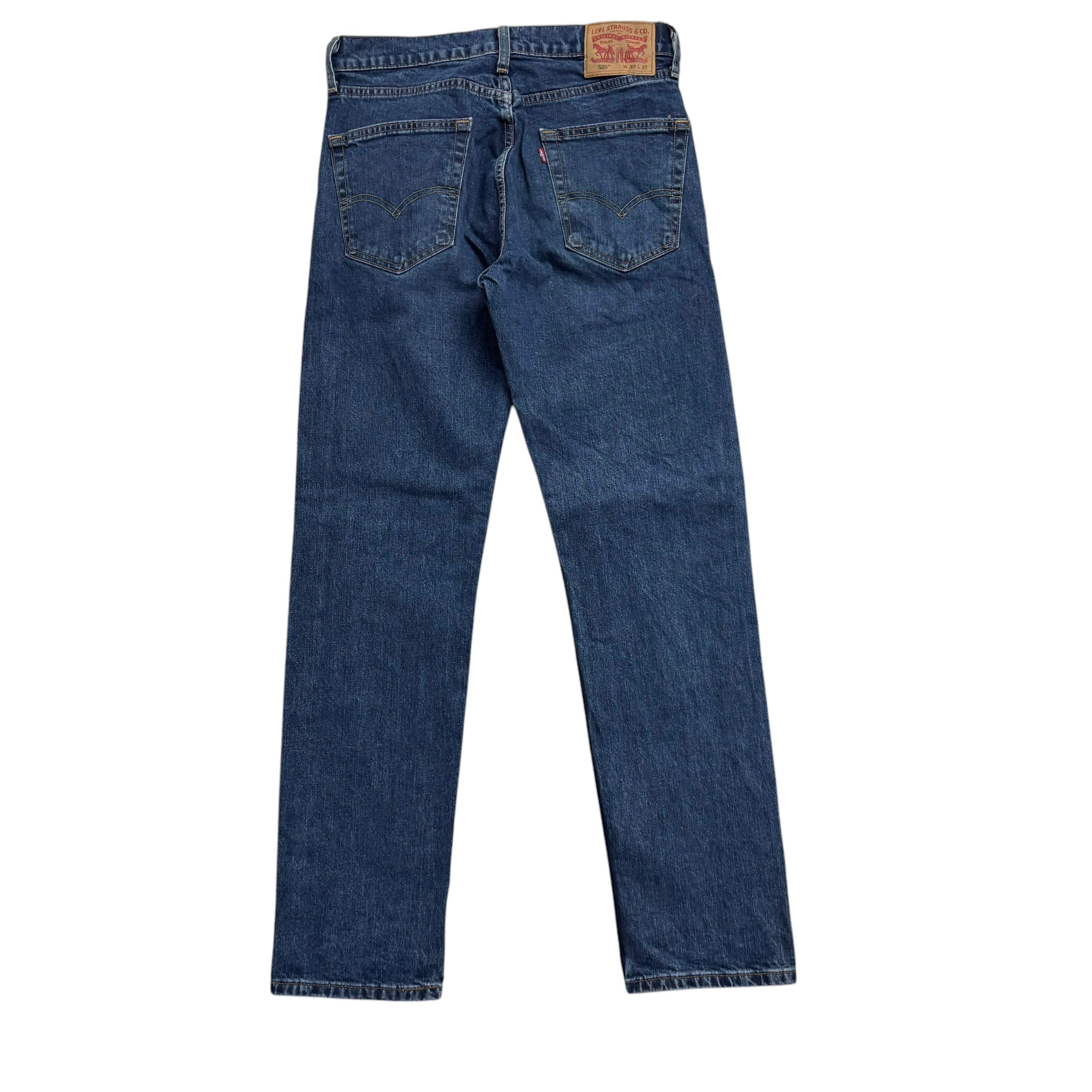 Levis 505 Jeans W30 L32 Mens Mid Blue Regular Straight Fit Stretch Denim