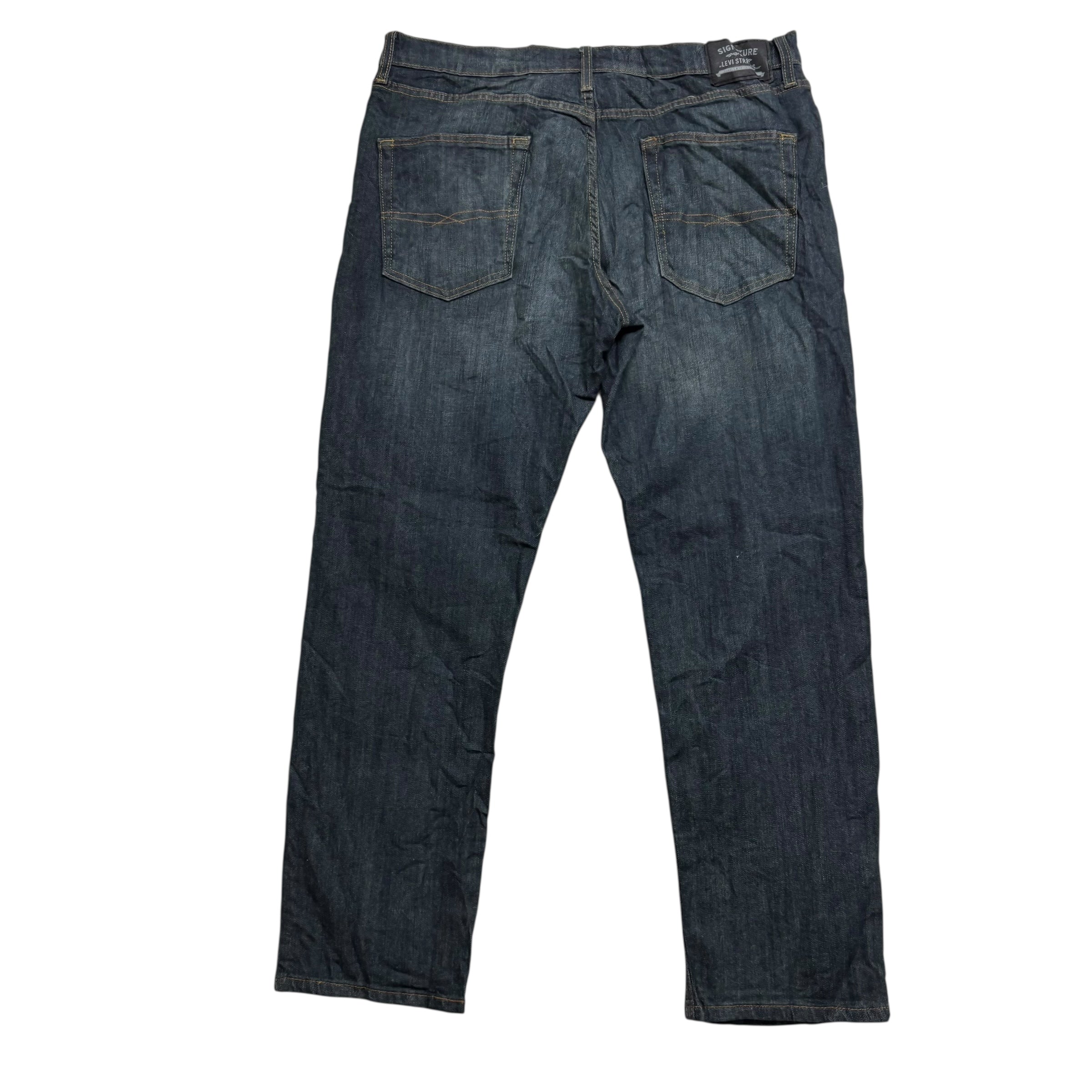 Levis Signature Jeans W38 L30 Mens Dark Blue Regular Tapered Fit Stretch