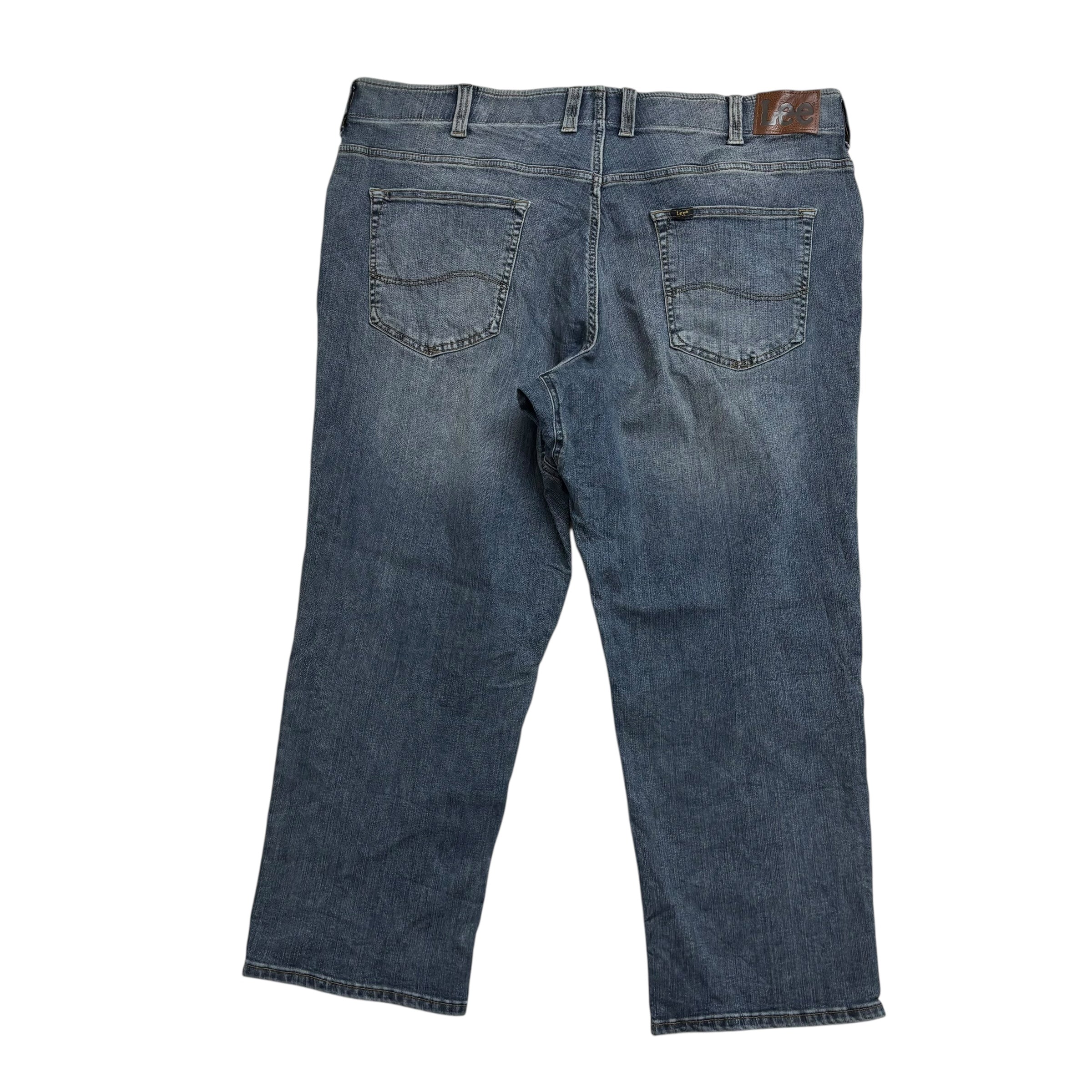 Lee Jeans W44 L28 Mens Mid Blue Relaxed Straight Fit Stretch Denim (E)