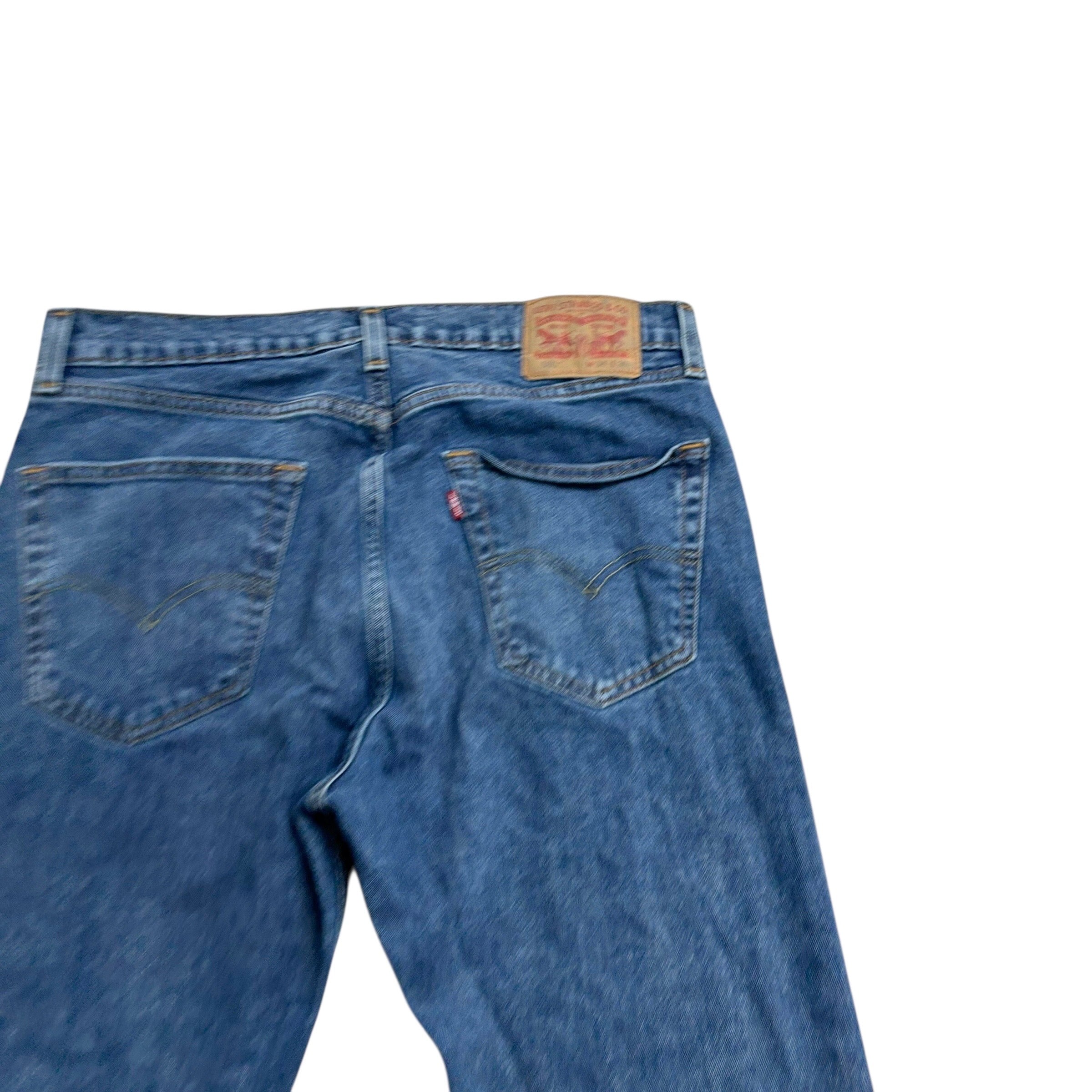Levis 505 Jeans W34 L30 Mens Mid Blue Regular Straight Fit Stretch Denim (E)