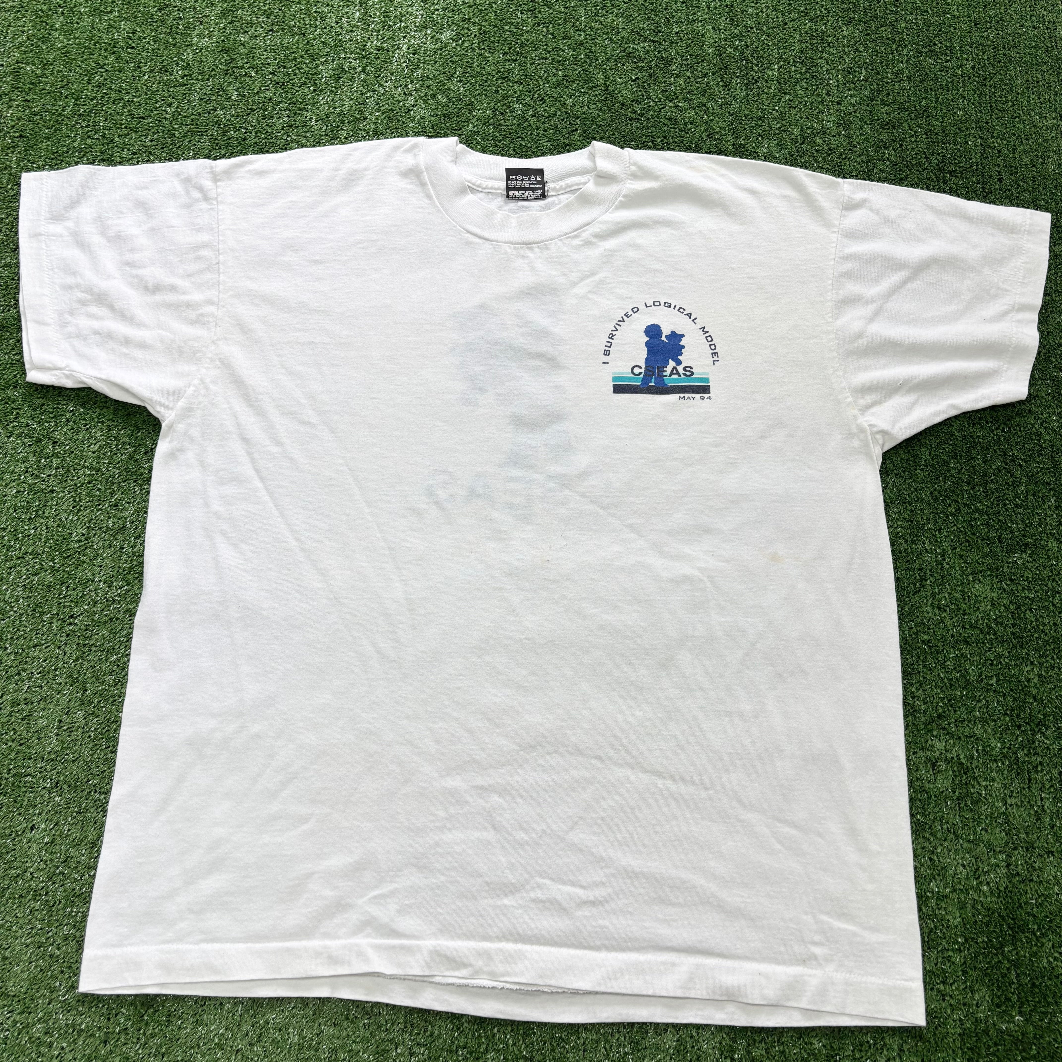 Vintage T Shirt Mens XL White Single Stitch Graphic Print 90s (F)