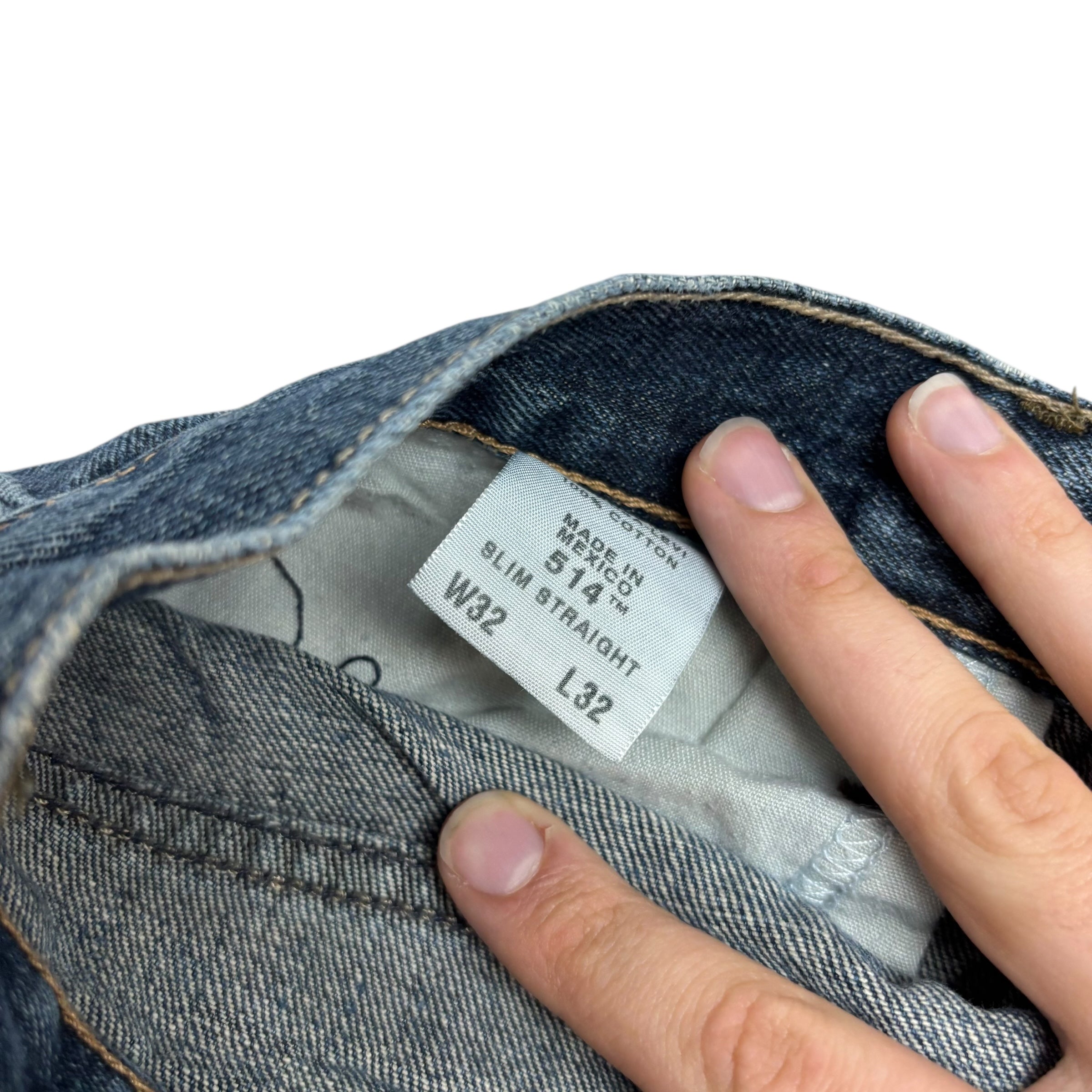 Levis 514 Jeans W32 L32 Mens Dark Blue Regular Straight Fit Vintage Denim