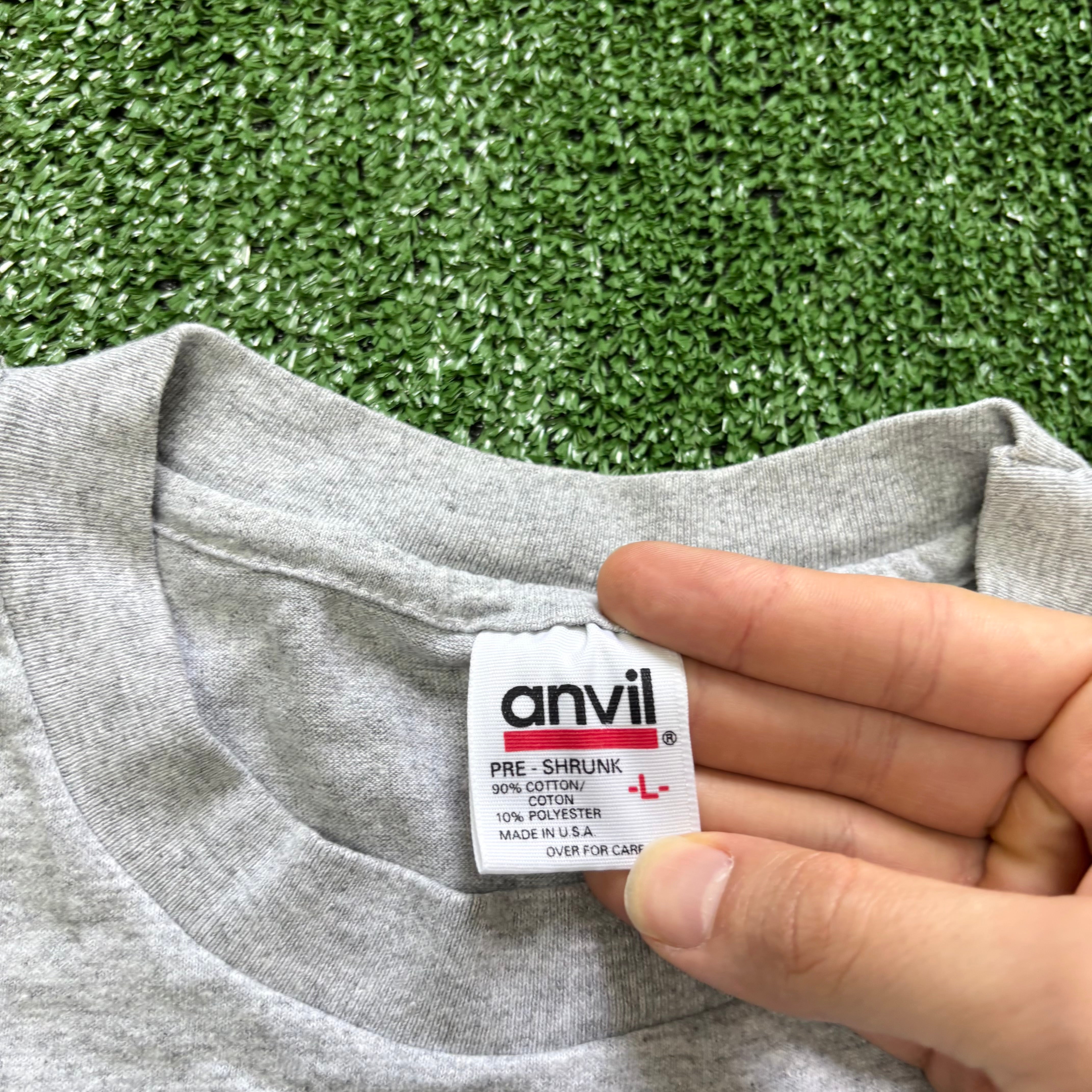 Vintage T Shirt Mens Medium Grey Single Stitch Graphic Print 90s USA Tourist (E)