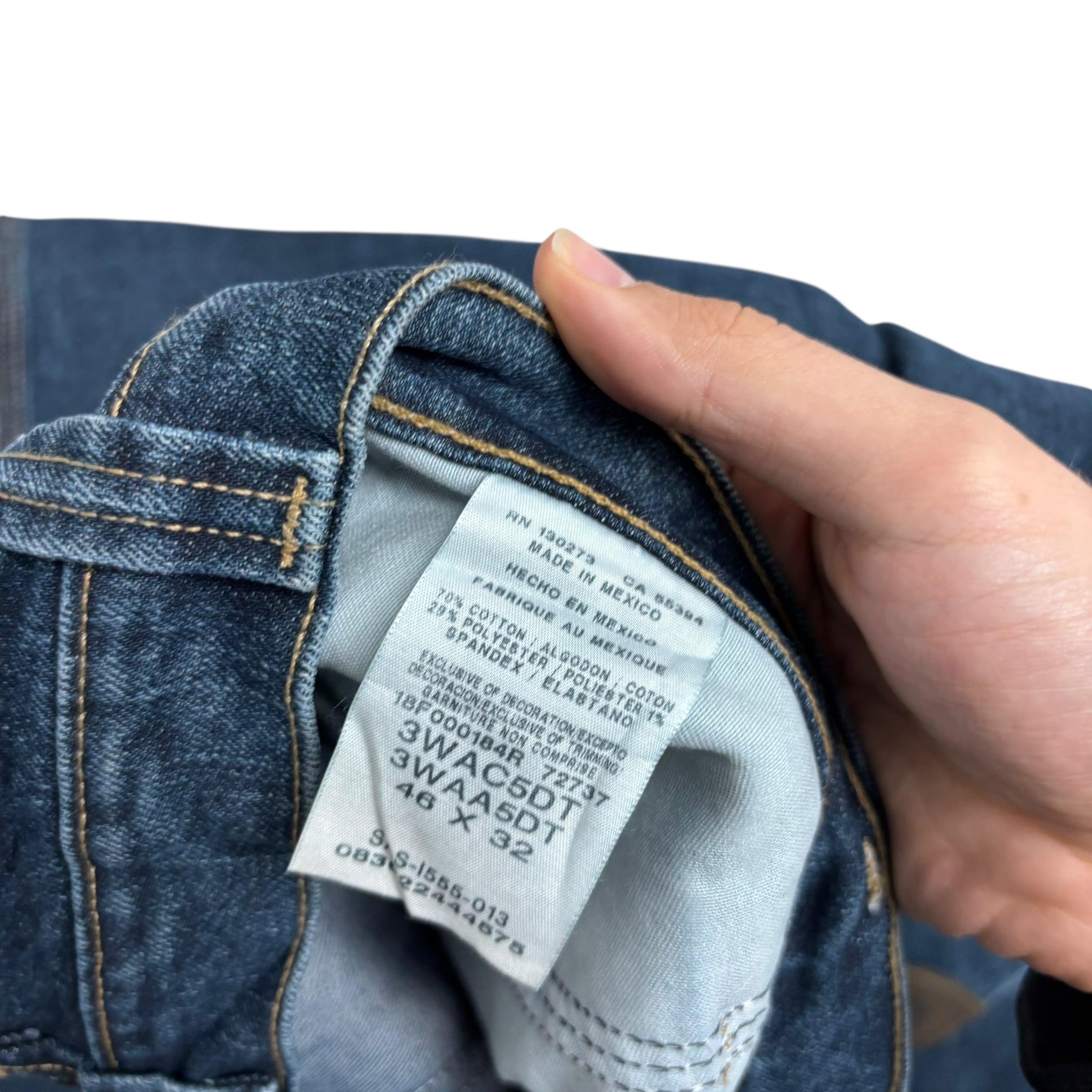 Wrangler Jeans W46 L32 Mens Dark Blue Relaxed Straight Fit Vintage Denim (E)