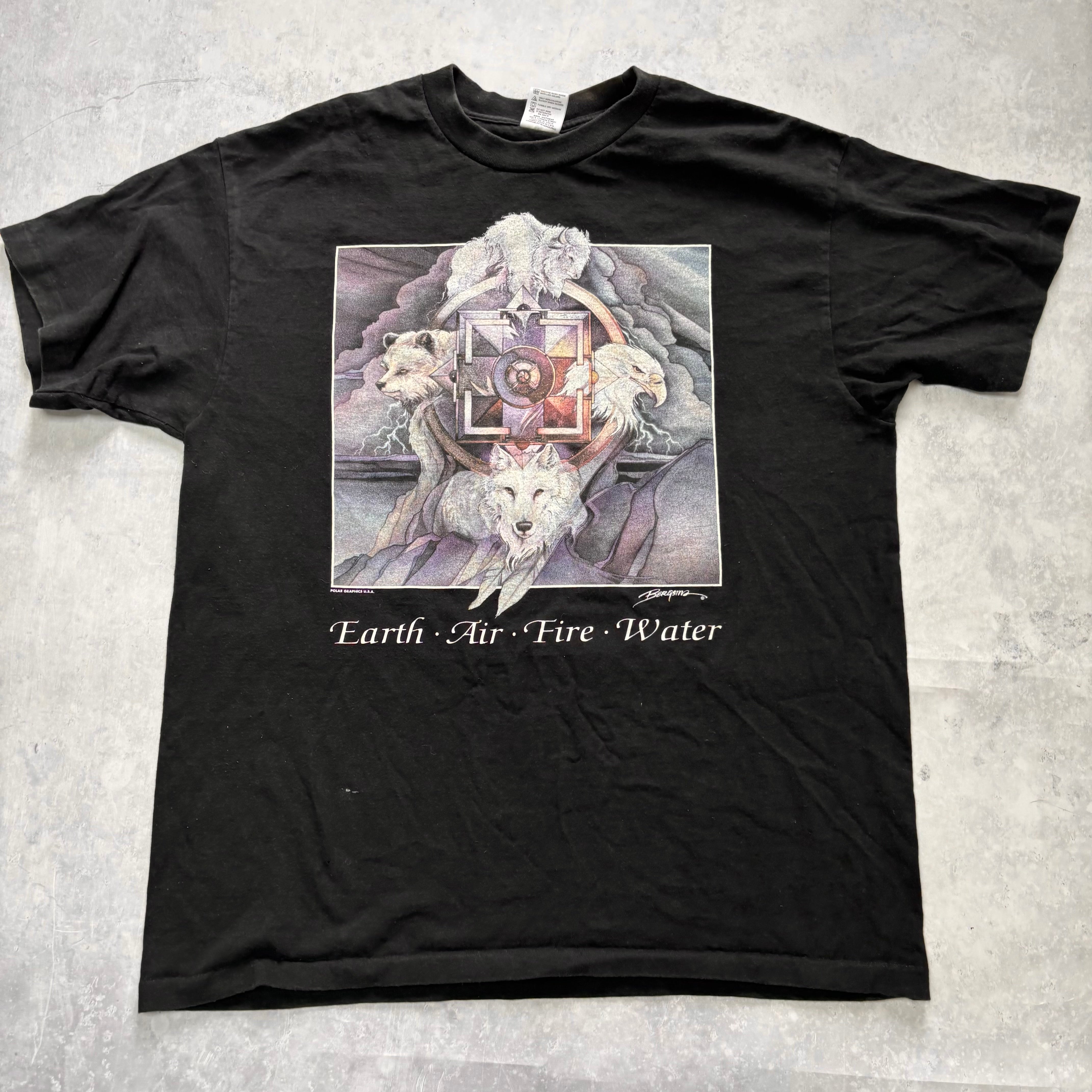 Vintage T Shirt Mens XL Black Single Stitch Graphic Print 90s USA Wolves