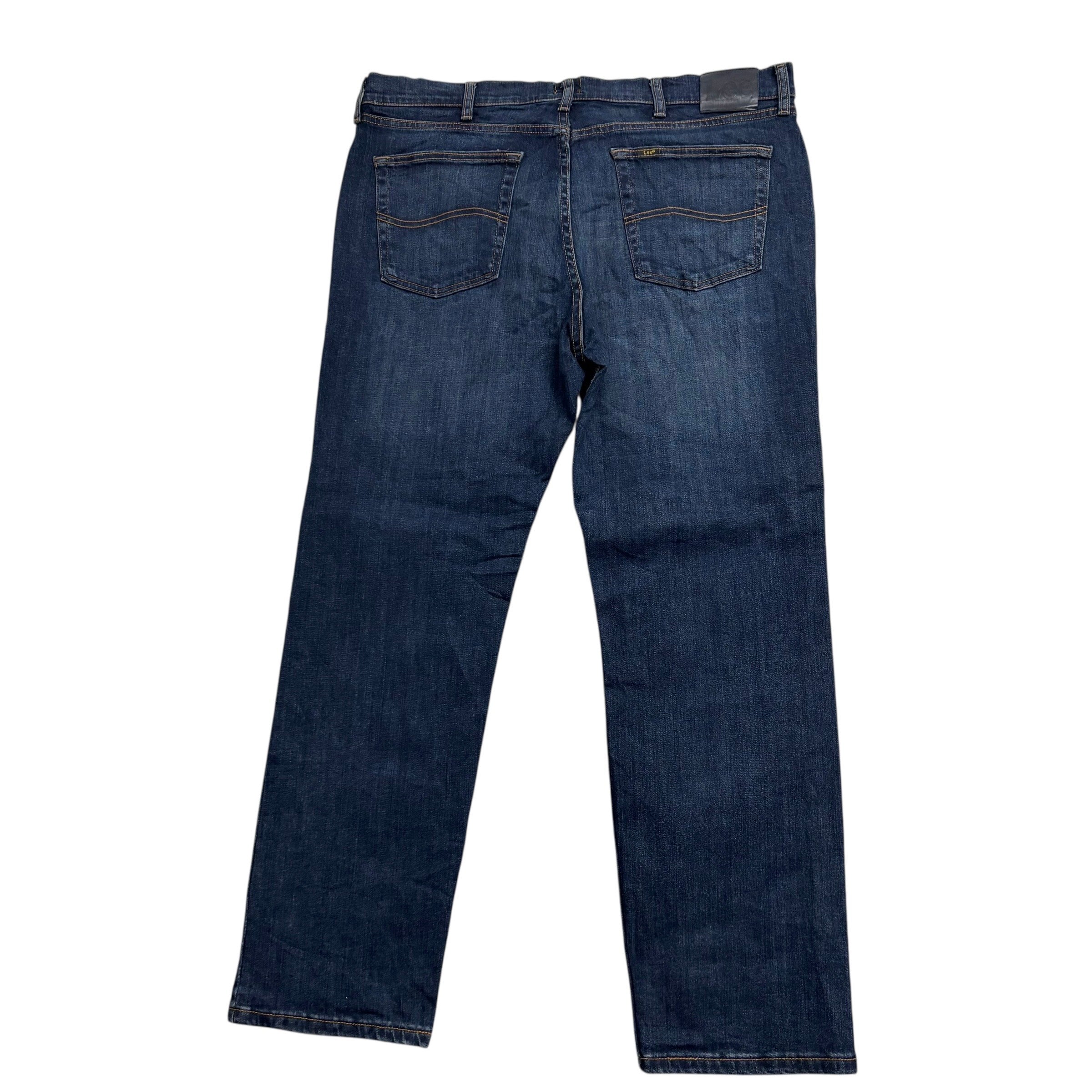 Lee Jeans W38 L30 Mens Dark Blue Regular Straight Fit Stretch Denim (E)