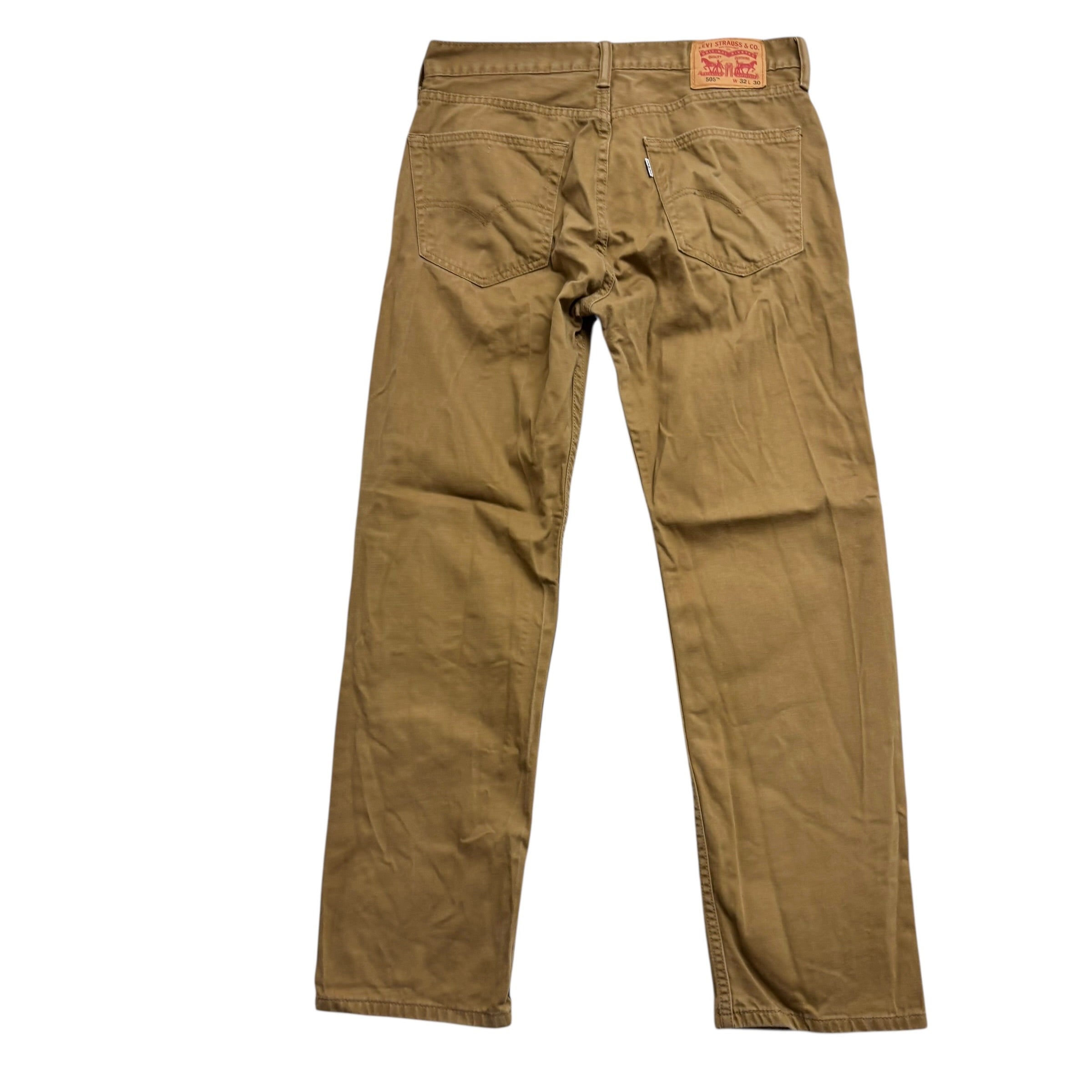 Levis 505 Trousers W32 L30 Mens Tan Regular Straight Fit Pants