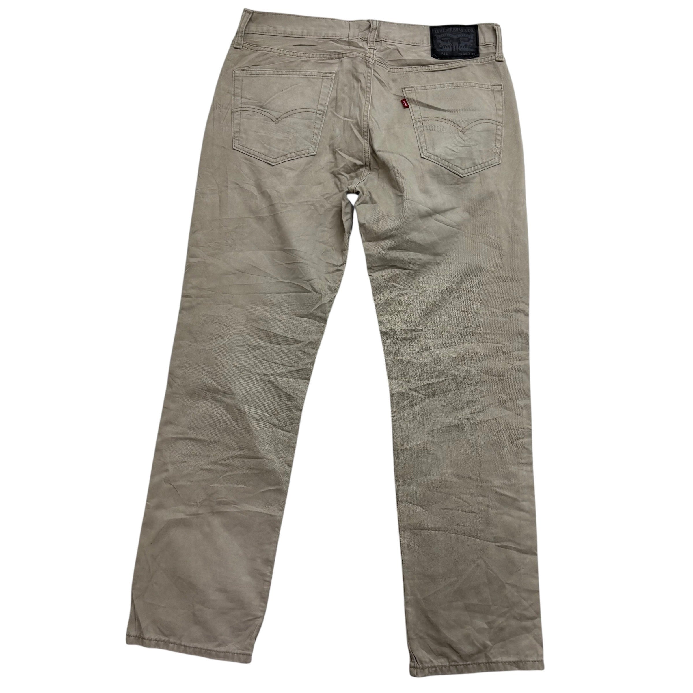 Levis 514 Trousers W34 L32 Mens Cream Regular Straight Fit Cotton Pants