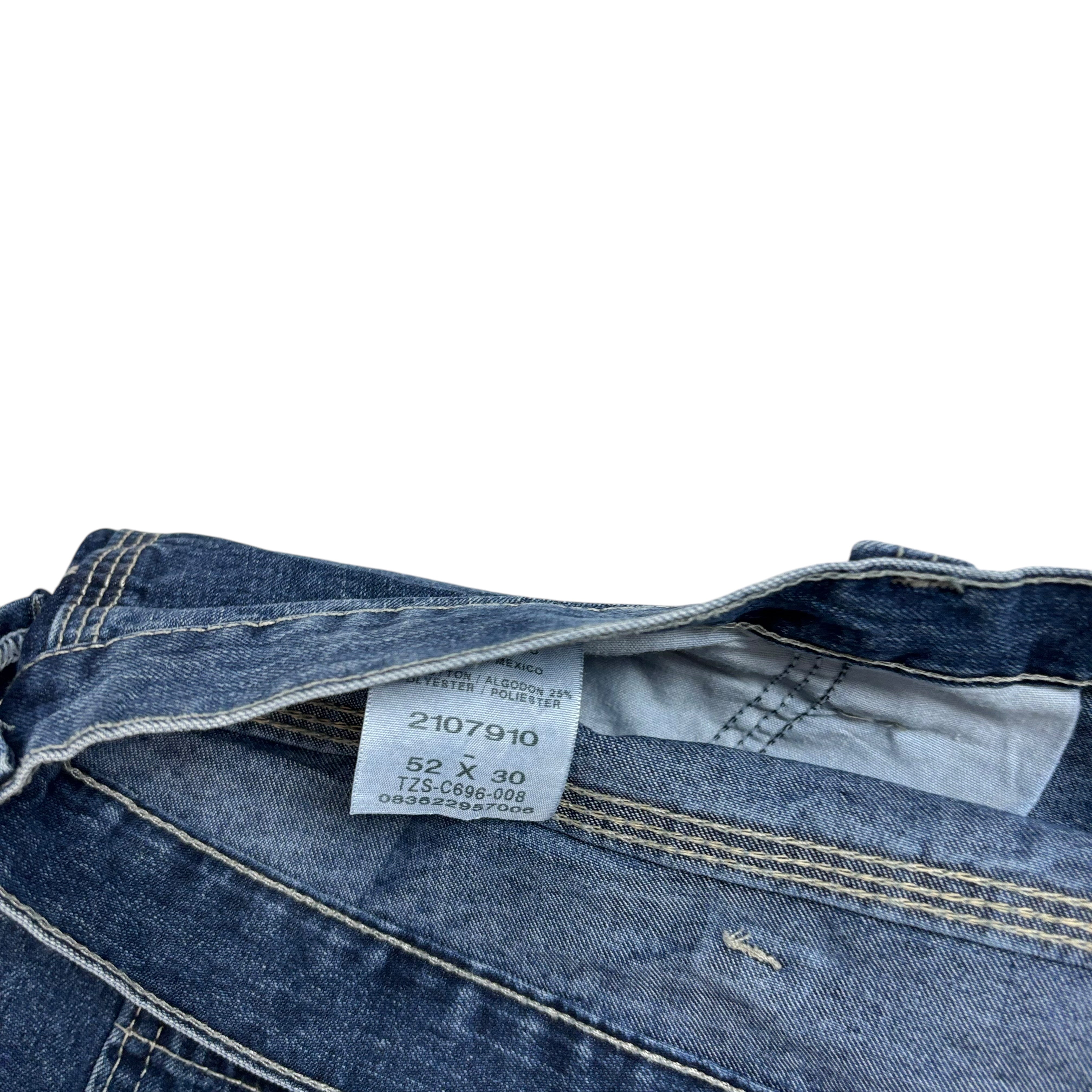 Lee Carpenter Jeans W52 L30 Mens Mid Blue Baggy Relaxed Straight Fit Denim (E)