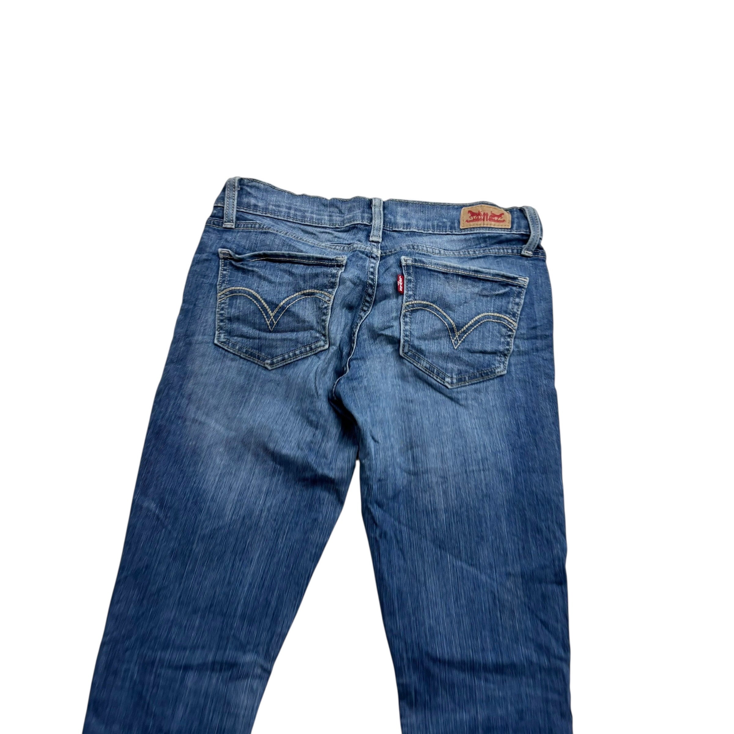 Levis 524 Jeans W27 L32 Womens Skinny Fit Mid Blue Stretch Denim