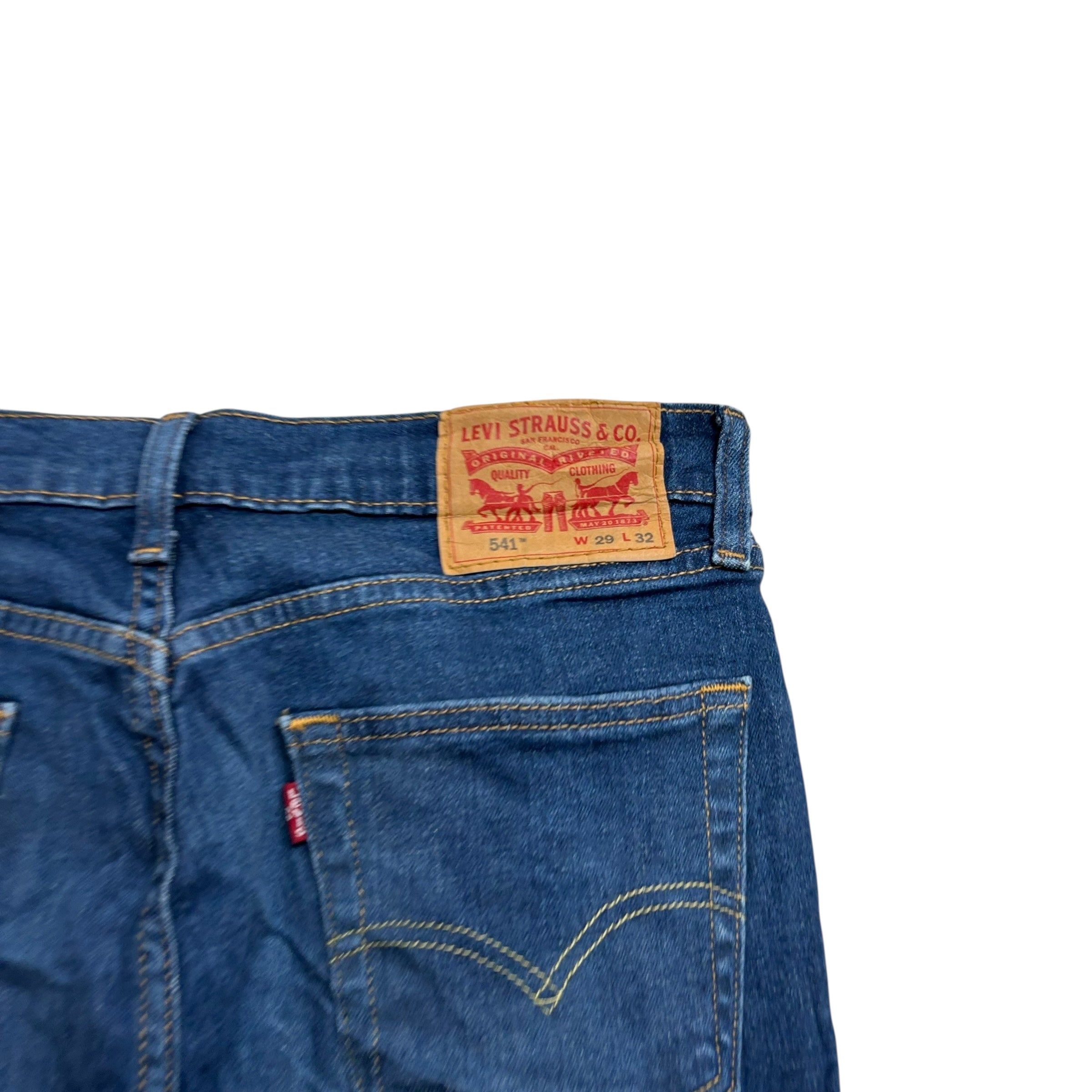 Levis 541 Jeans W29 L32 Mens Dark Blue Athletic Tapered Fit Stretch Denim (E)