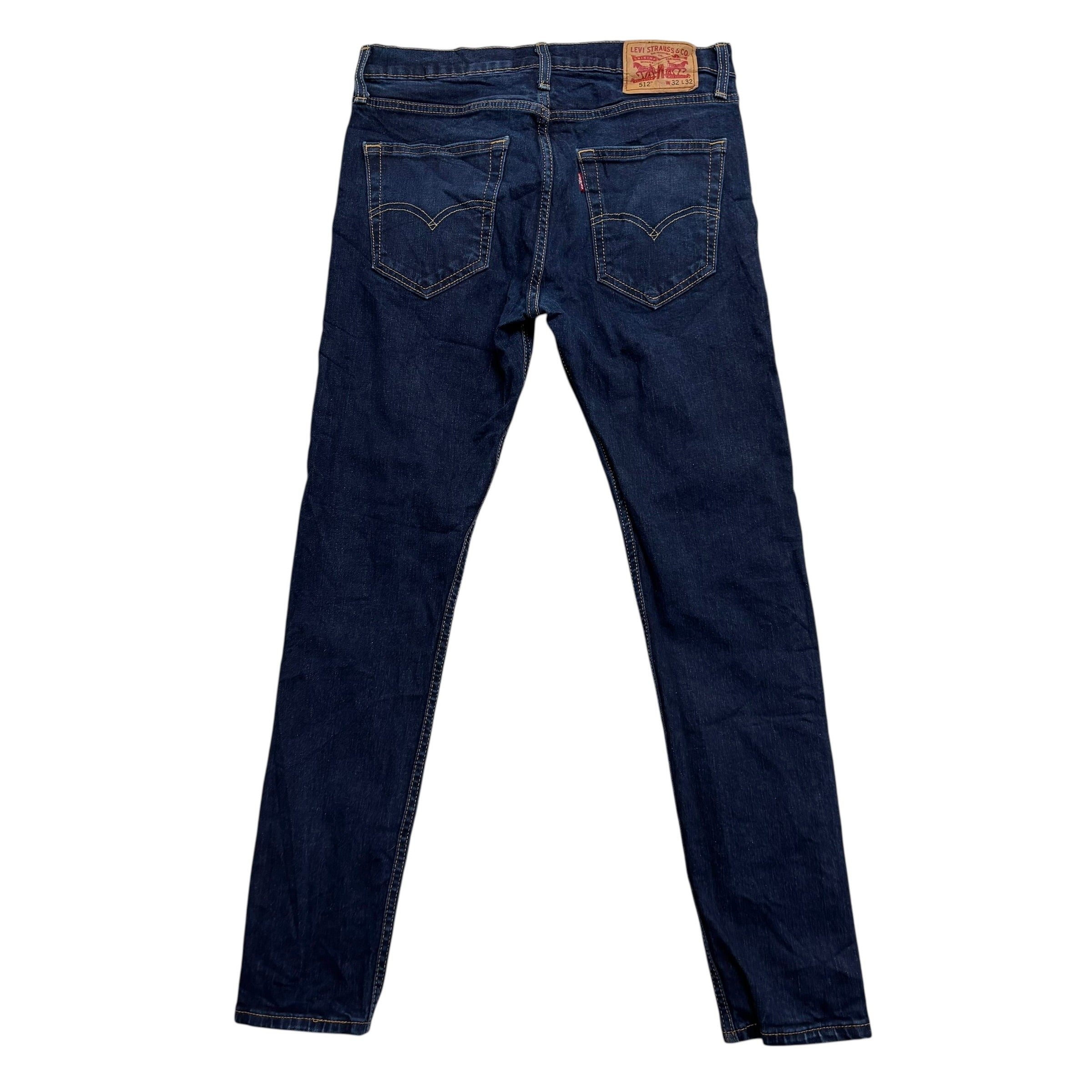 Levis 512 Jeans W32 L32 Mens Dark Blue Slim Tapered Fit Stretch Denim (E)