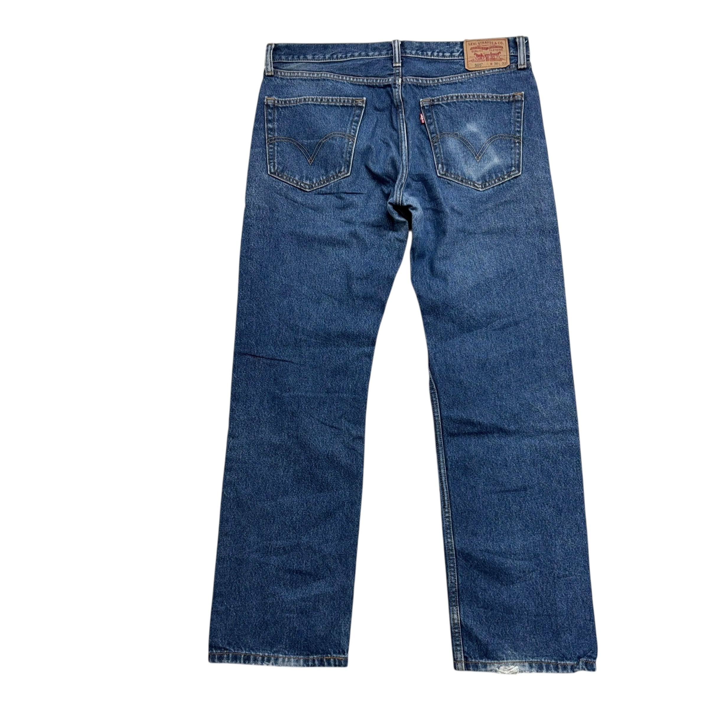 Levis 505 Jeans W36 L32 Mens Mid Blue Regular Straight Fit Vintage Denim