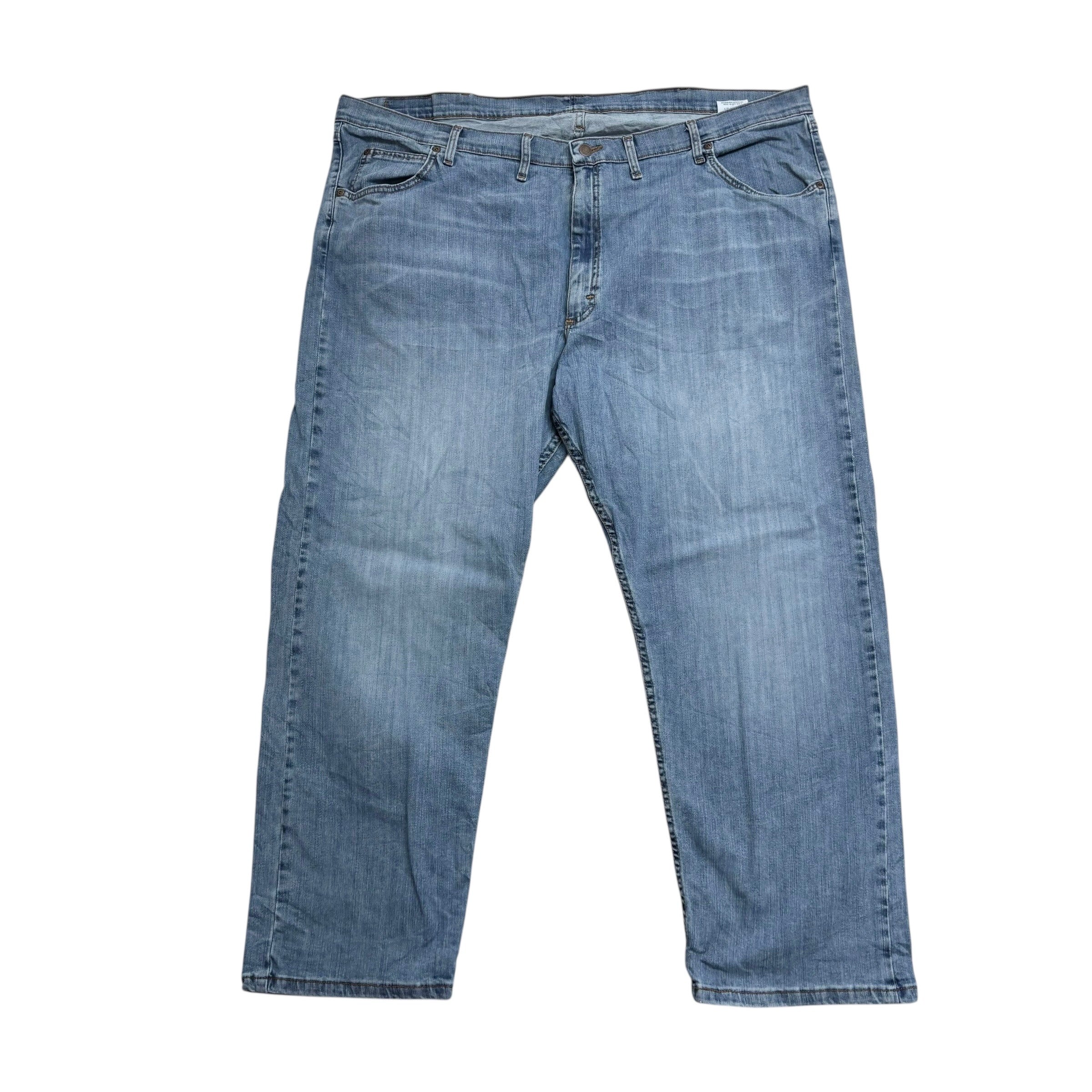 Wrangler Jeans W48 L30 Mens Light Blue Relaxed Straight Fit Stretch Denim