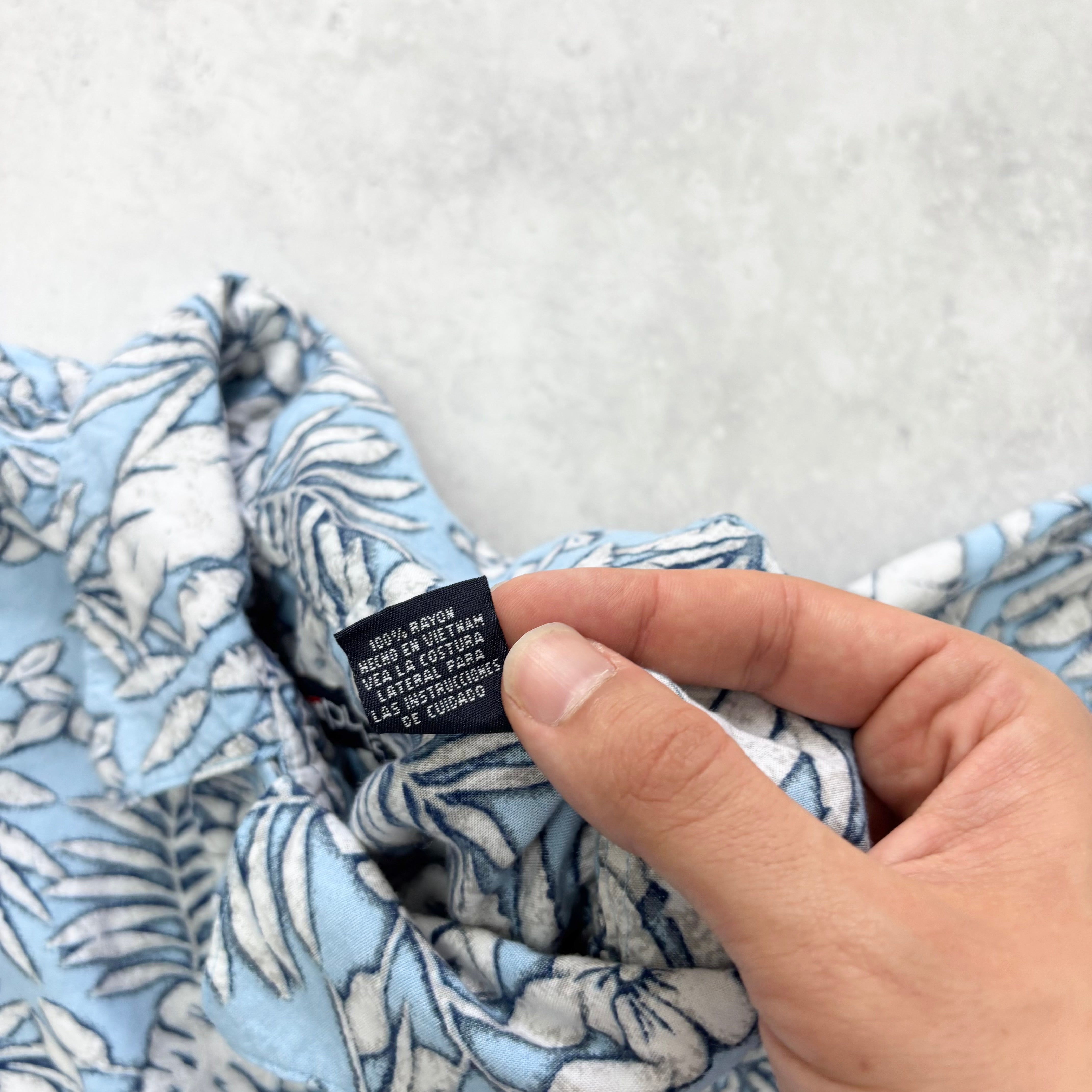 Vintage Hawaiian Shirt Mens 3XL Blue Floral Aloha Short Sleeve Rayon (E)