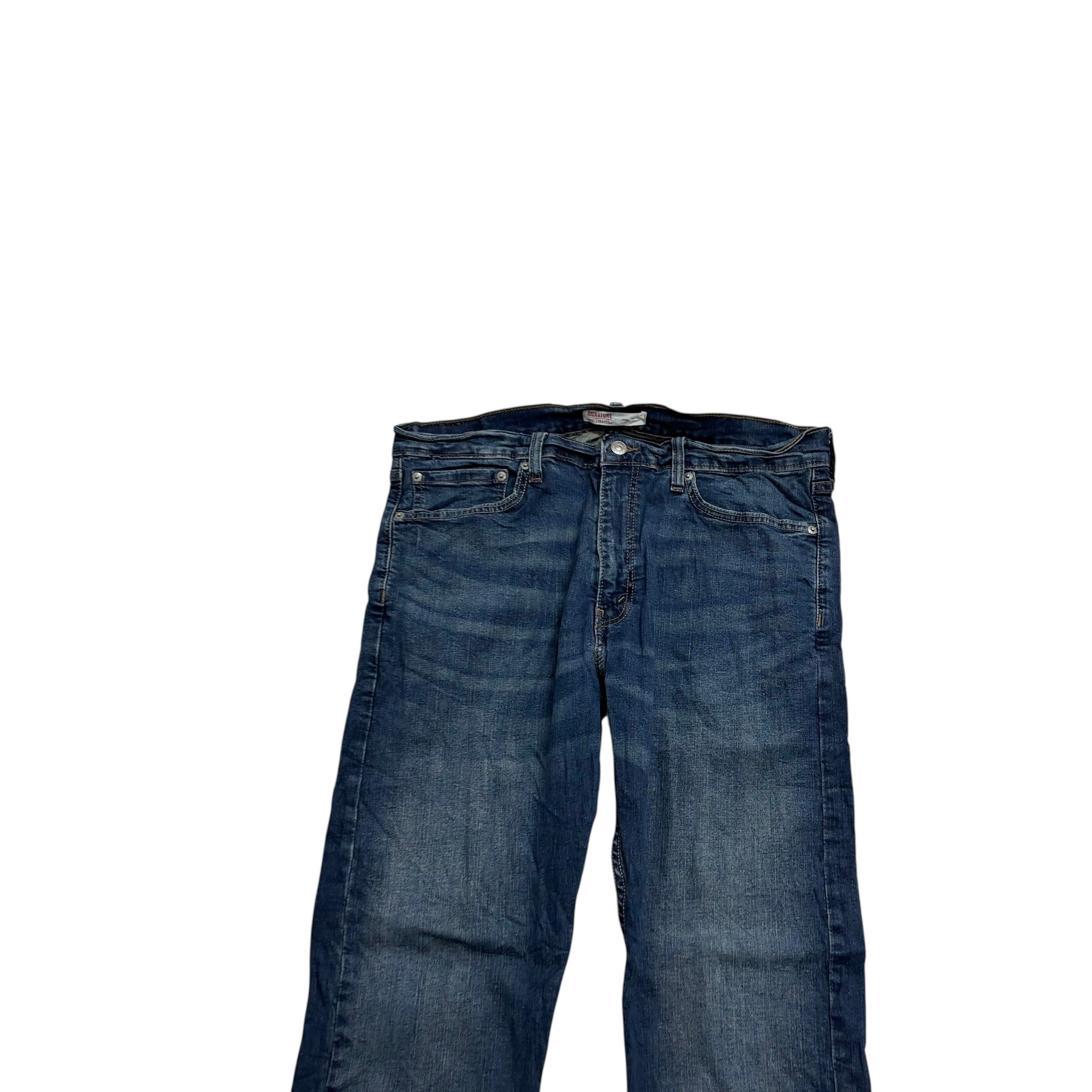 Levis Signature Jeans W36 L30 Mens Dark Blue Regular Straight Stretch Denim (E)