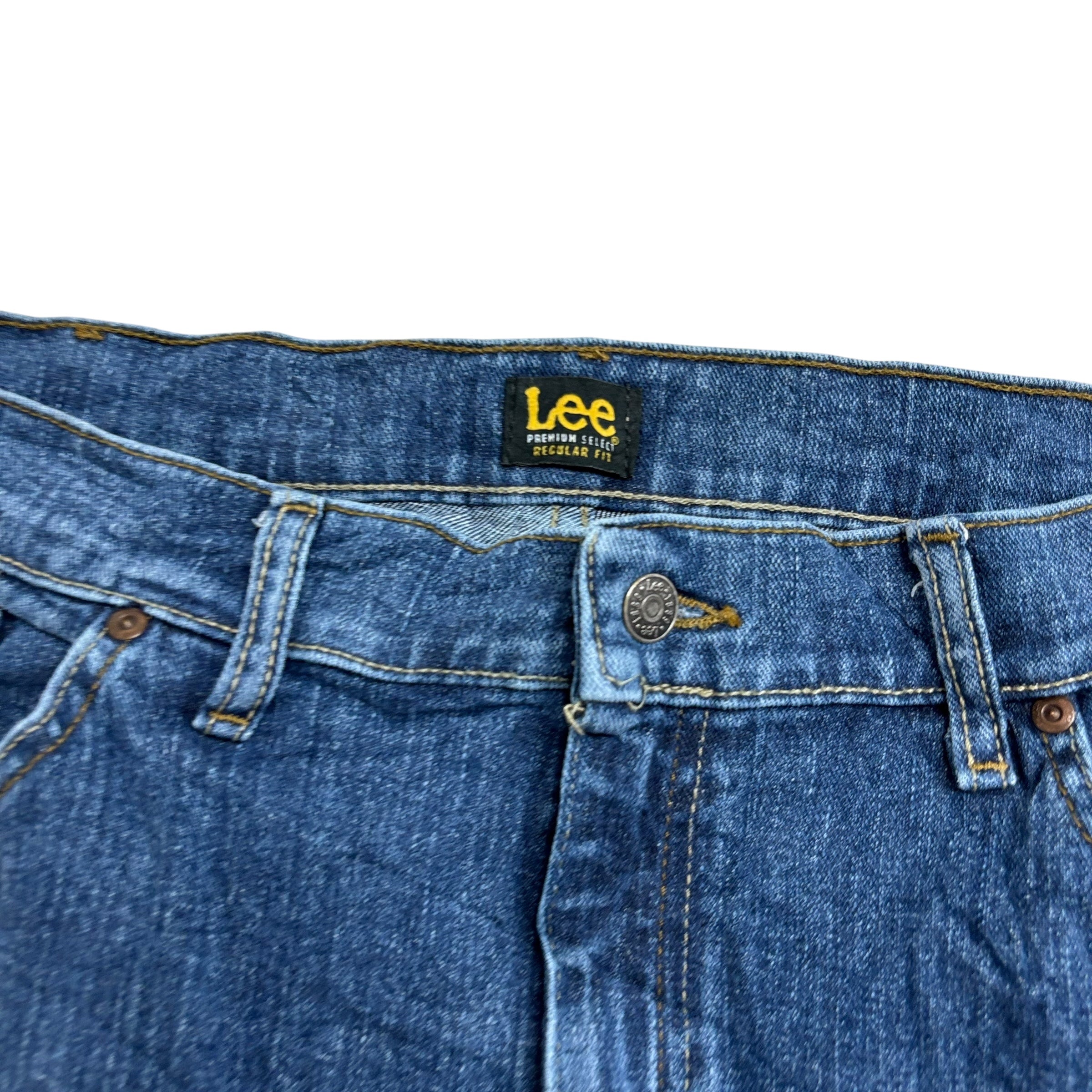 Lee Jeans W40 L30 Mens Mid Blue Regular Straight Fit Stretch Denim (E)