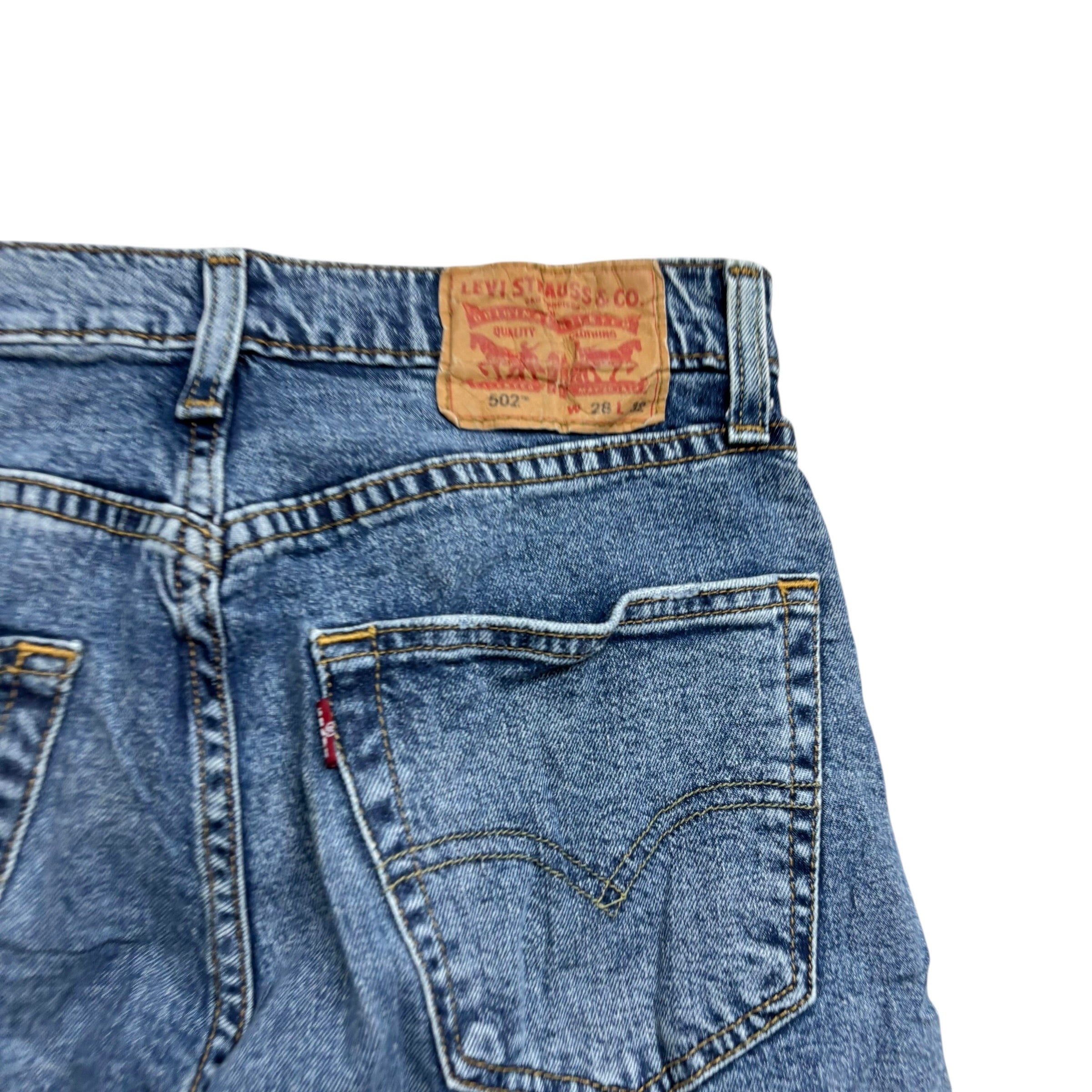 Levis 502 Jeans W28 L31 Mens Mid Blue Regular Tapered Fit Stretch Denim (E)
