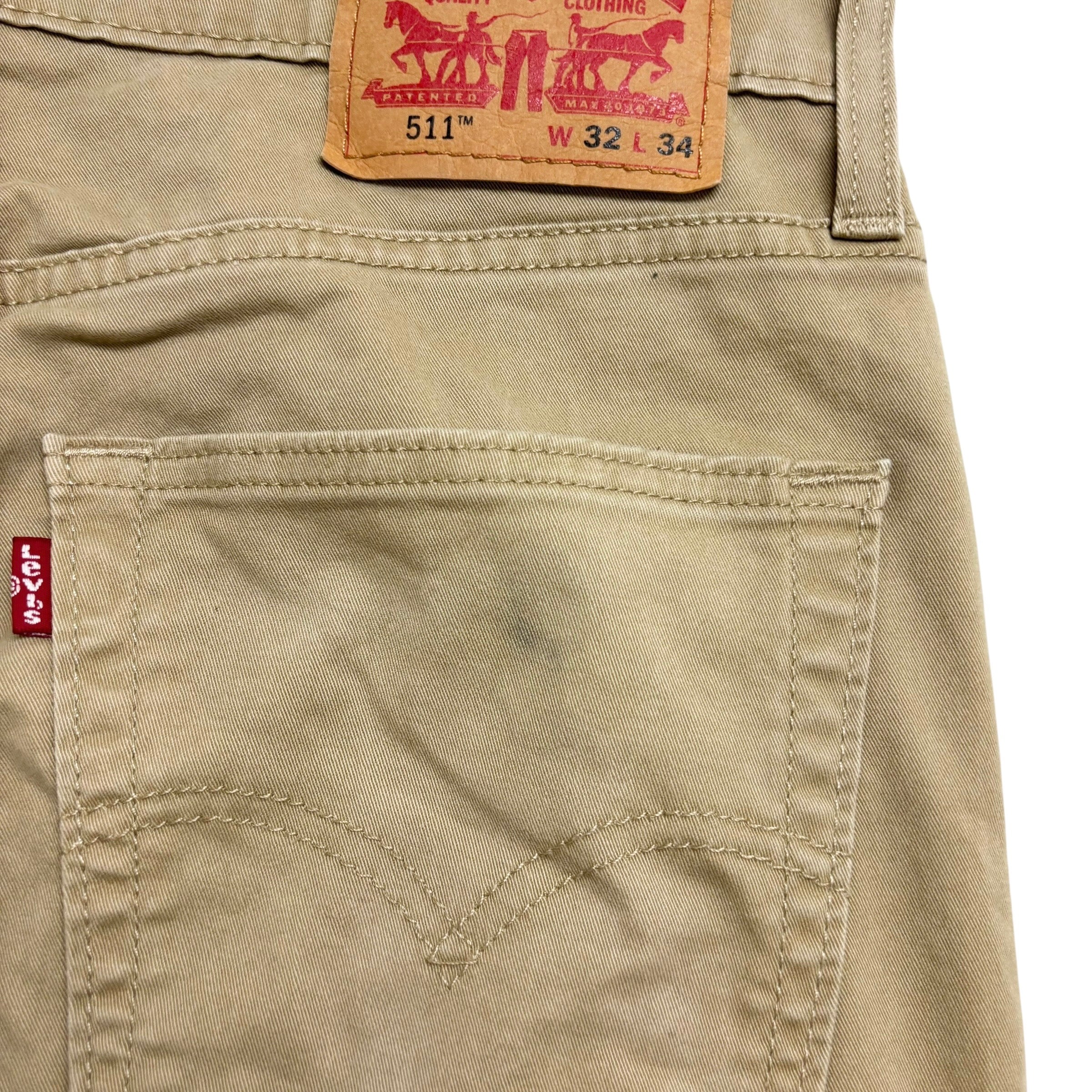 Levis 511 Trousers W31 L34 Mens Beige Slim Fit Stretch Pants