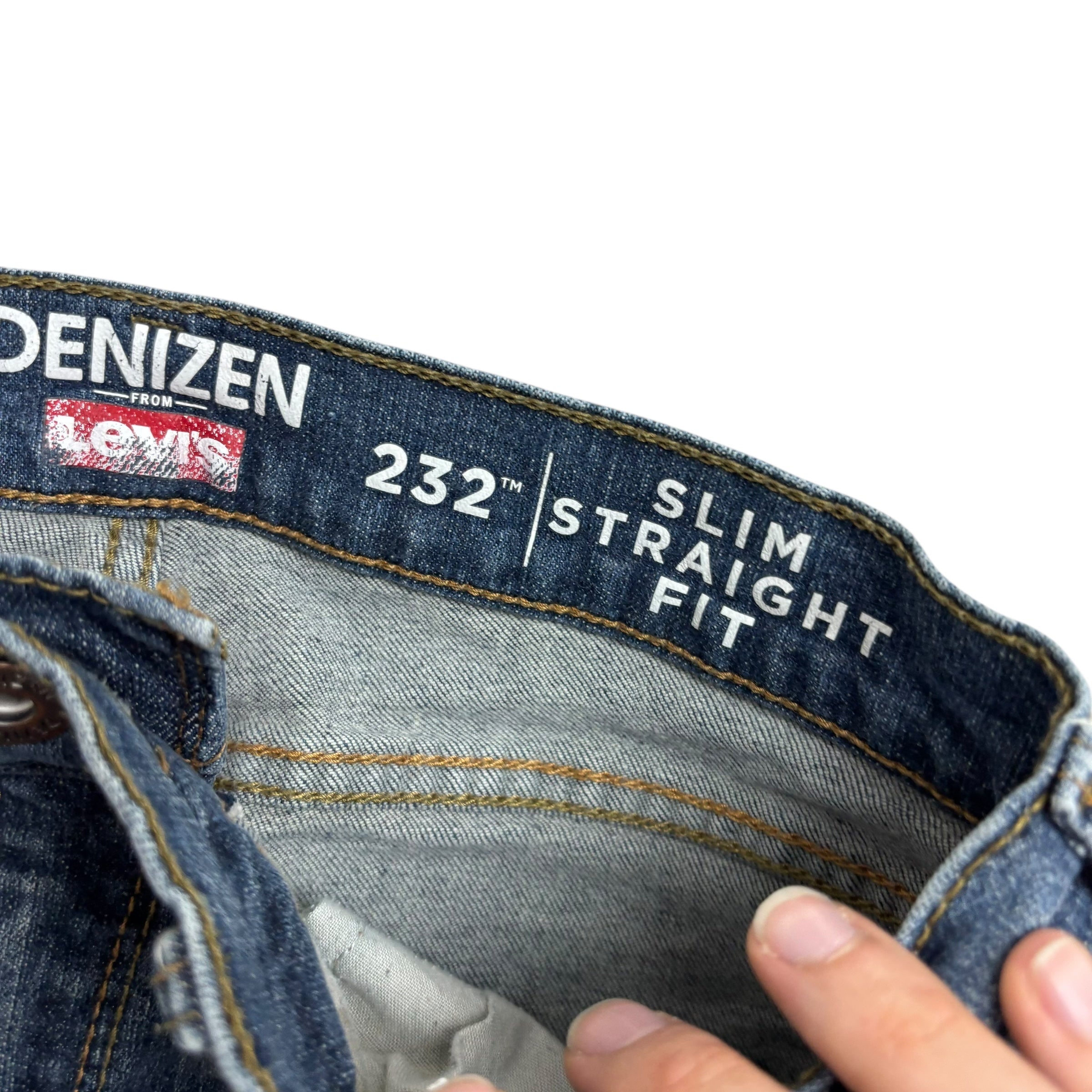 Levis Denizen Jeans W32 L31 Mens Mid Blue Slim Straight Fit Stretch (F)