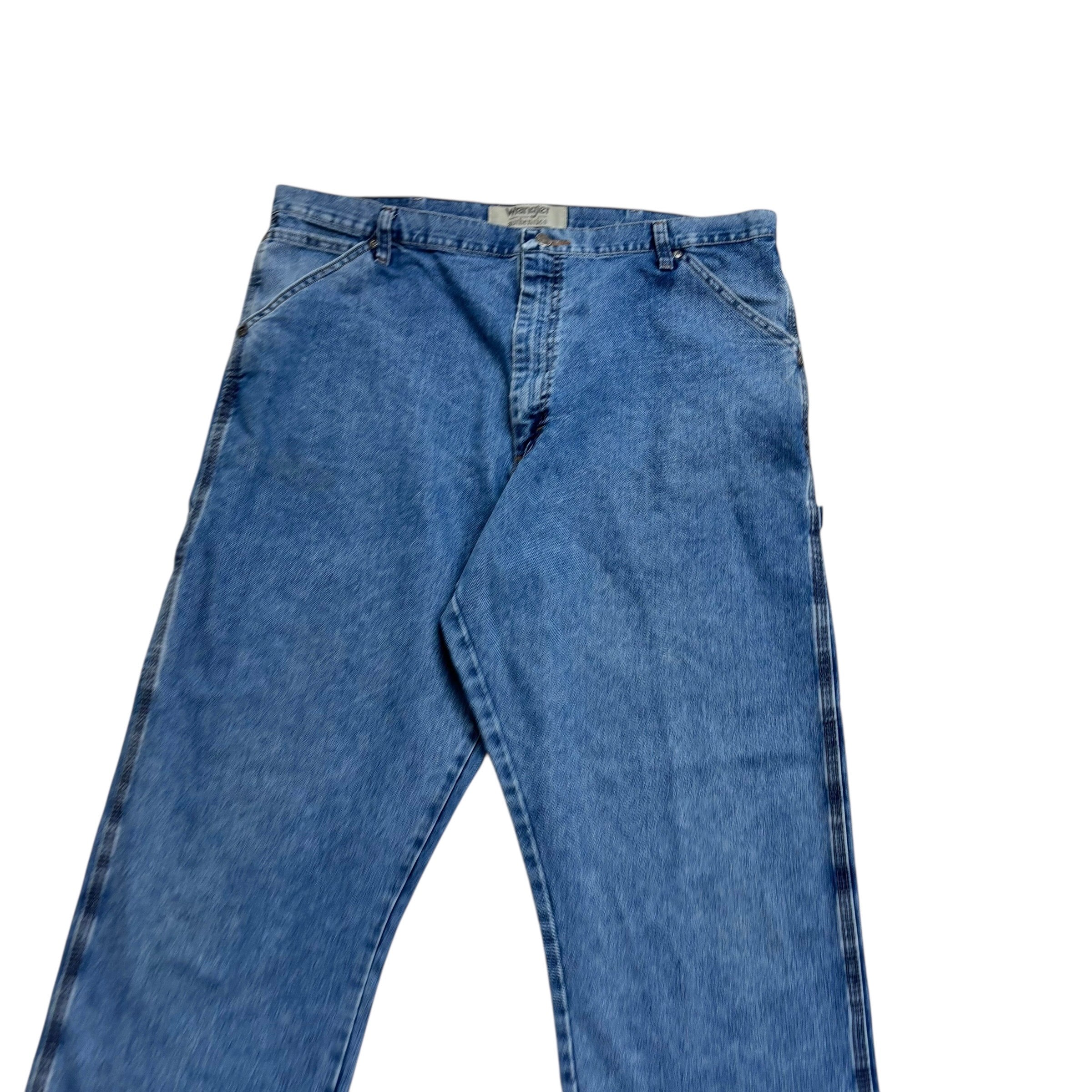 Wrangler Carpenter Jeans W40 L34 Mens Mid Blue Relaxed Straight Fit Denim (F)