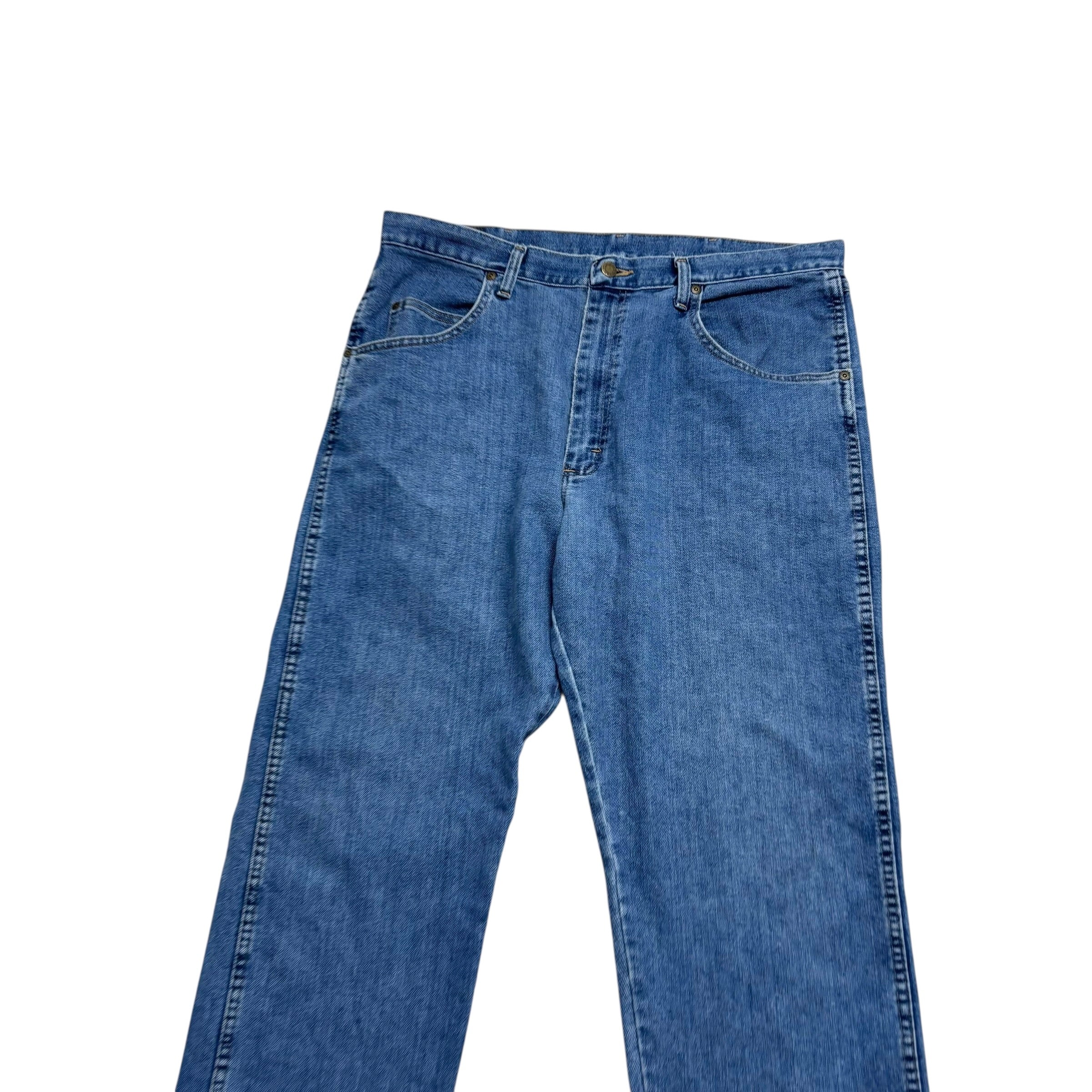 Wrangler Jeans W38 L30 Mens Mid Blue Relaxed Straight Fit Baggy Denim