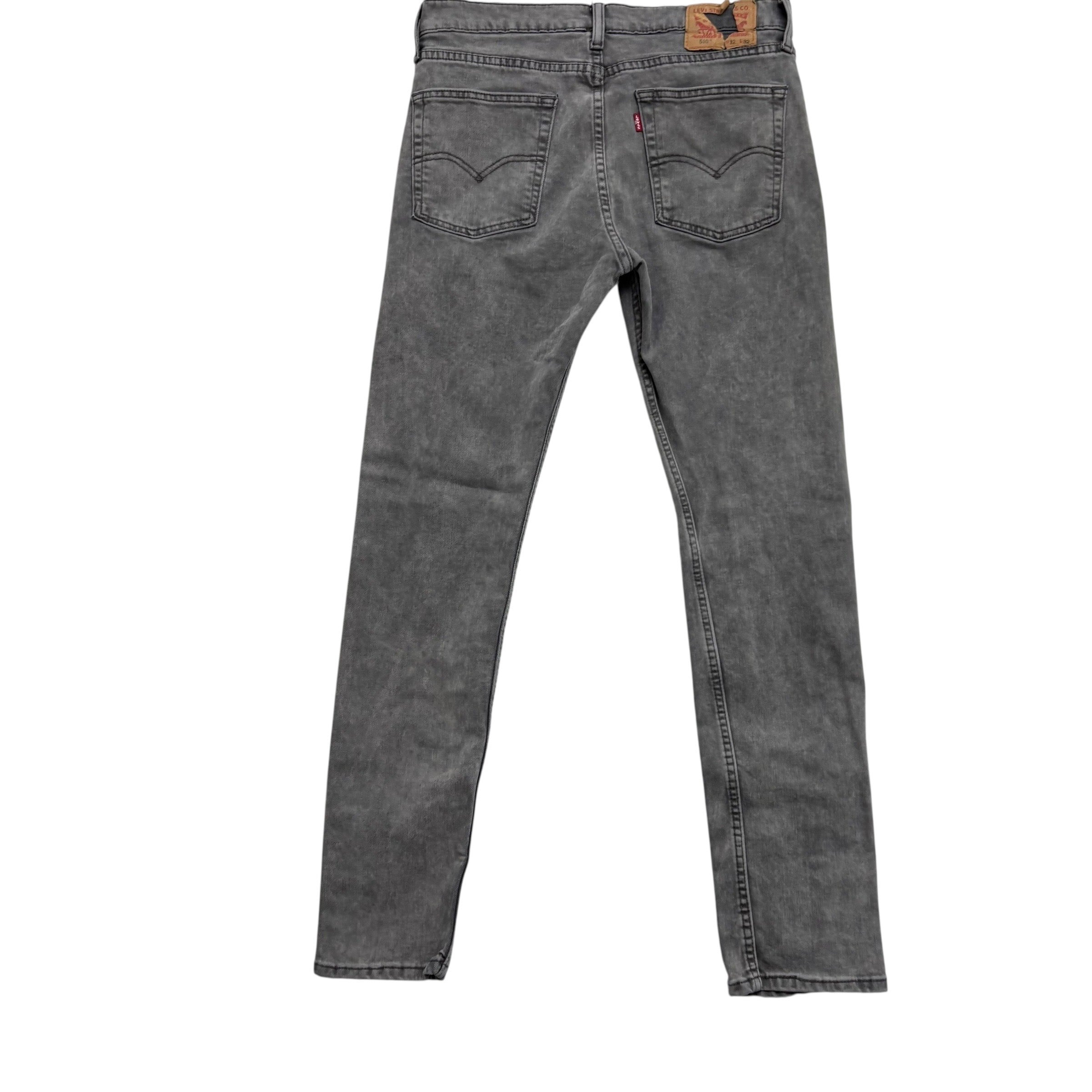 Levis 510 Jeans W32 L31 Mens Grey Skinny Fit Stretch Denim