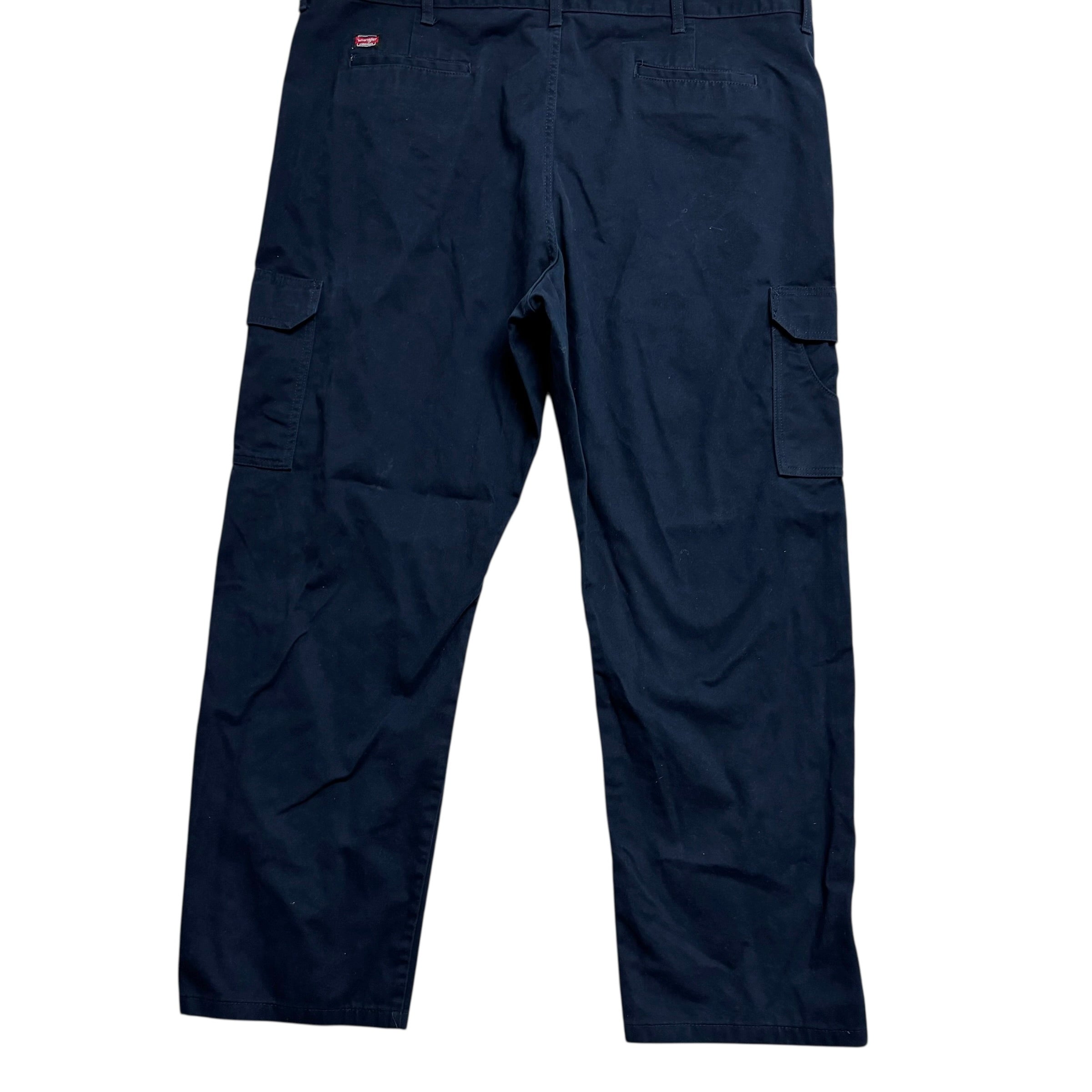 Wrangler Cargo Trousers W44 L32 Mens Navy Blue Relaxed Straight Fit Pants (E)
