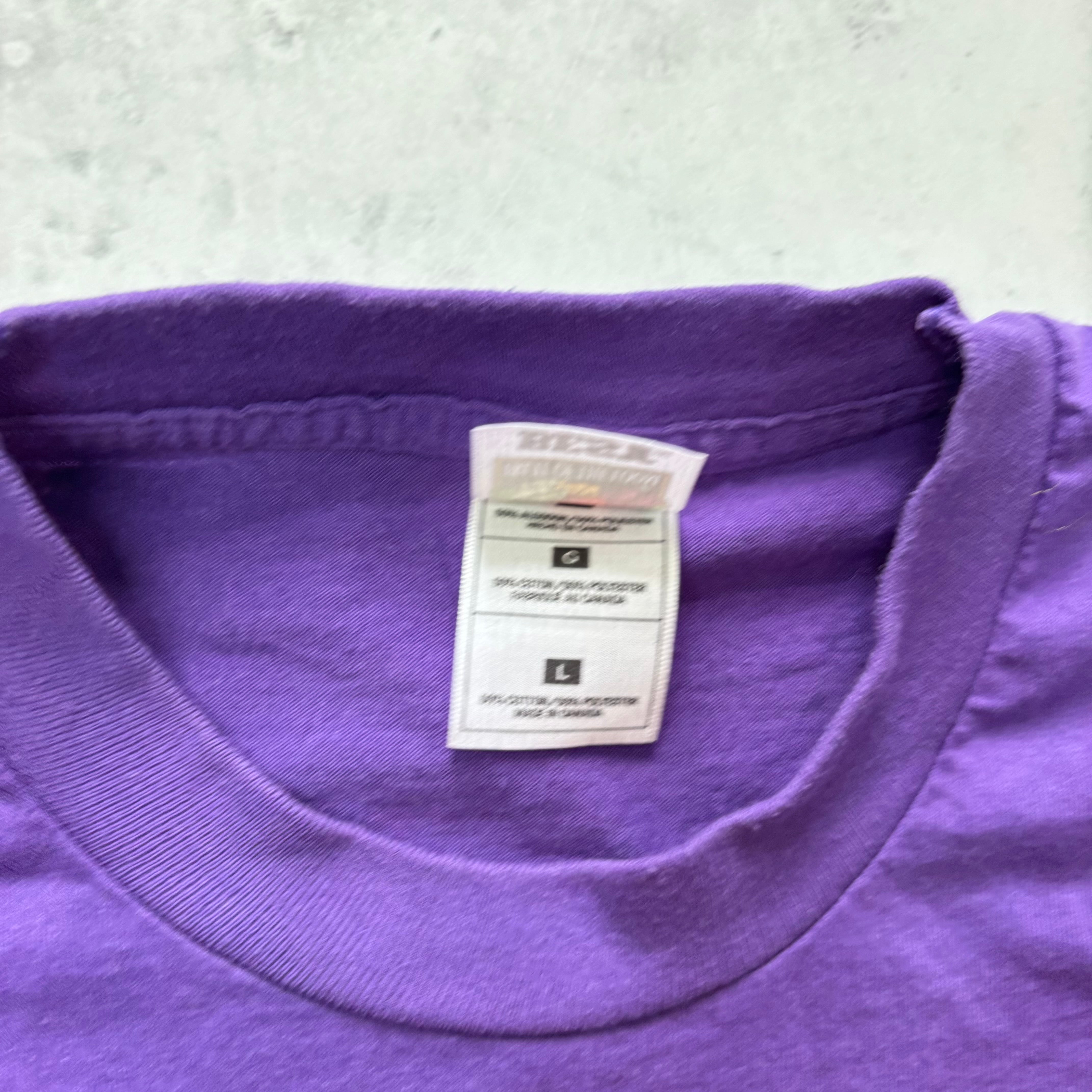 Vintage T Shirt Mens Large Purple Graphic Print 90s College