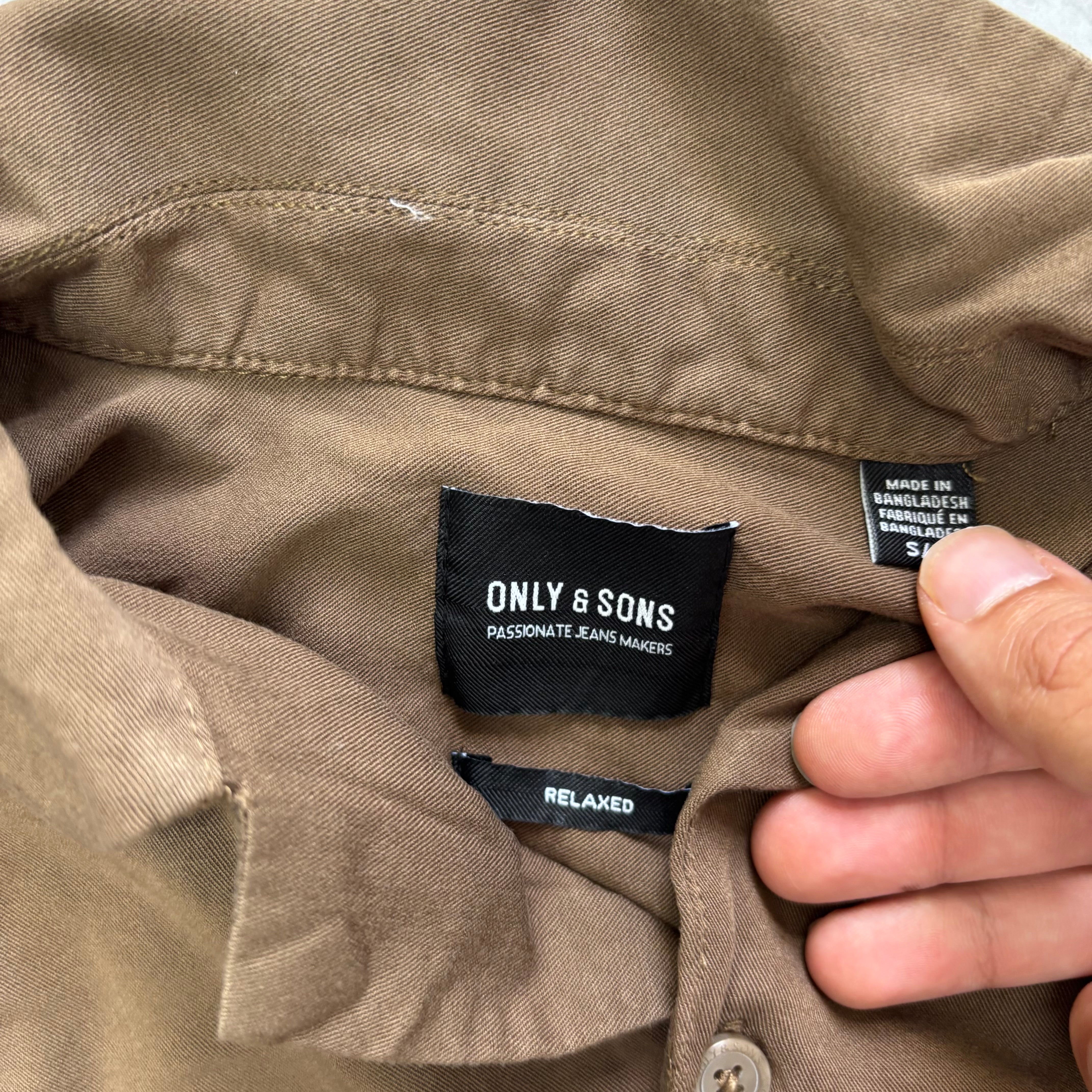 Only & Sons Shirt Mens Small Brown Short Sleeve Relaxed Fit Viscose (E)