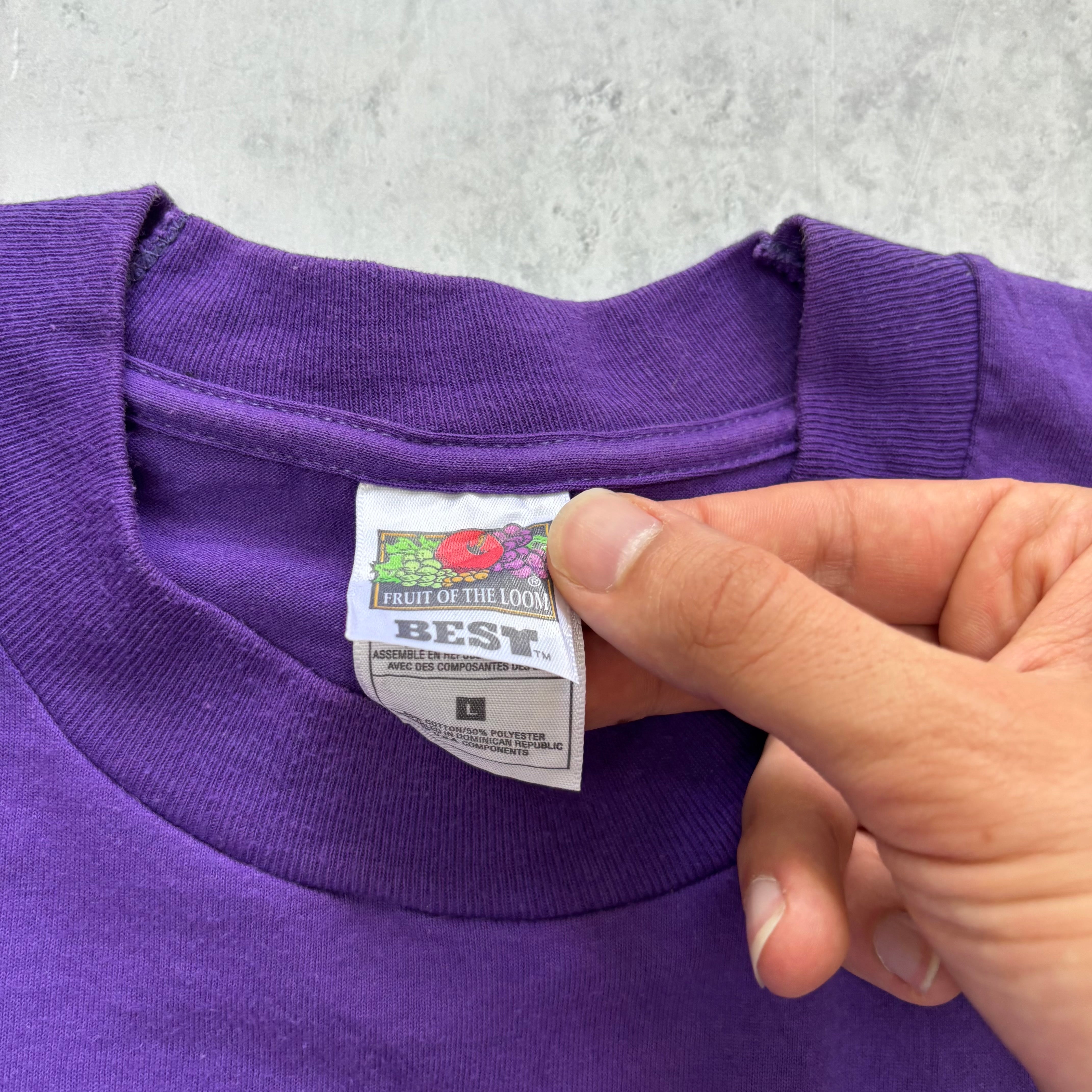 Vintage T Shirt Mens Large Purple Graphic Print 90s USA Band Music (E)