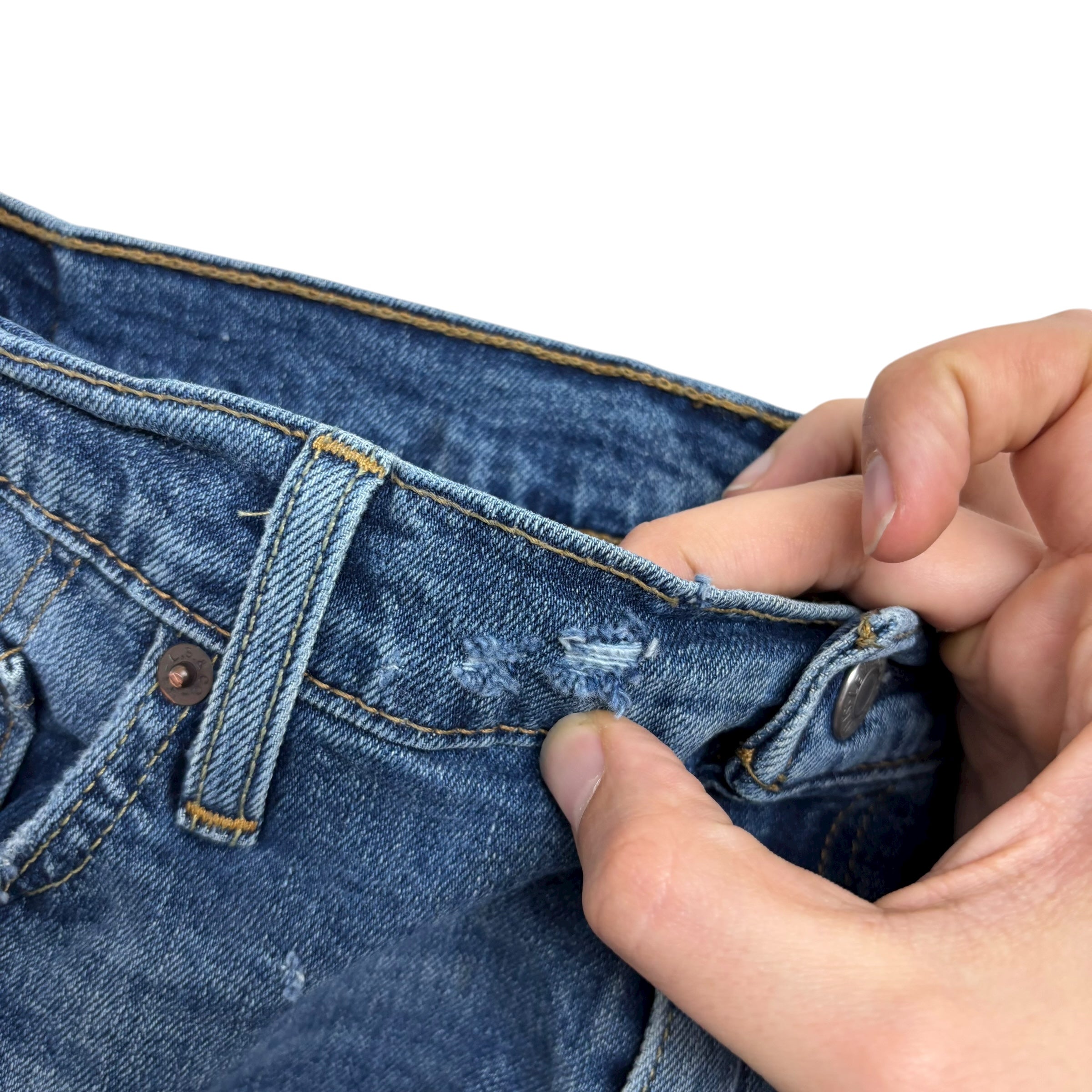 Levis 513 Jeans W36 L29 Mens Mid Blue Slim Straight Fit Stretch Denim (F)