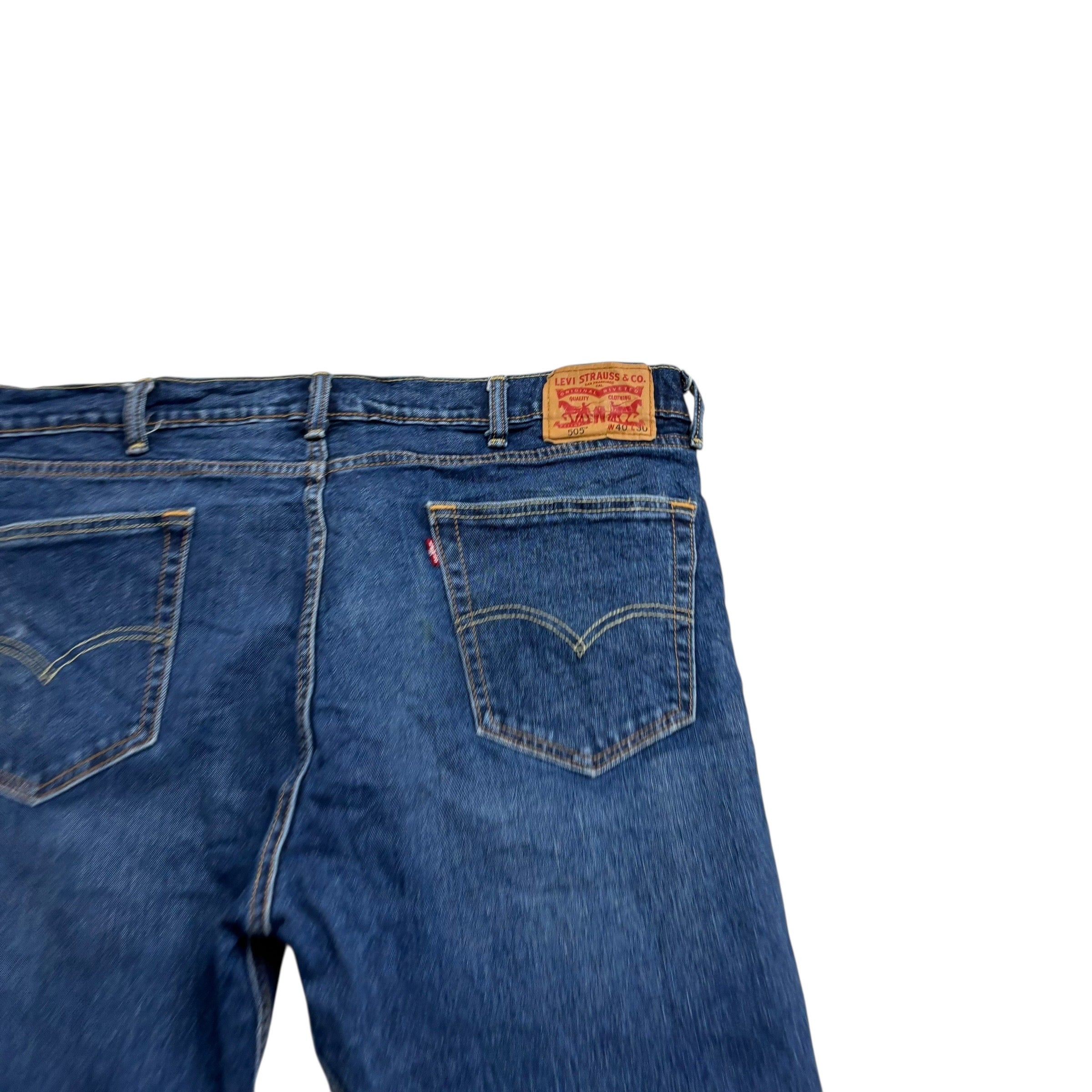 Levis 505 Jeans W40 L30 Mens Mid Blue Regular Straight Fit Stretch Denim