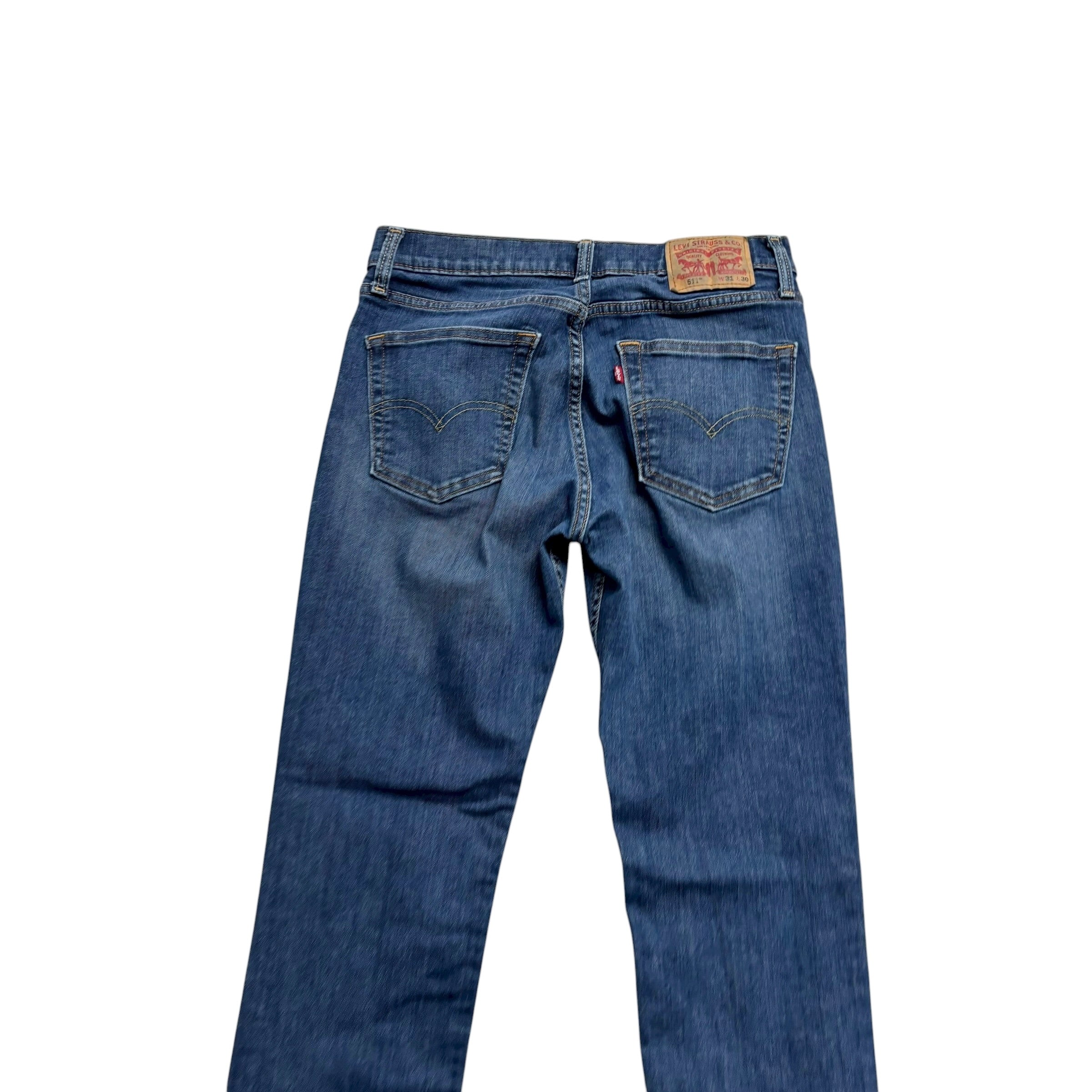 Levis 511 Jeans W30 L29 Mens Mid Blue Slim Fit Stretch Denim (E)