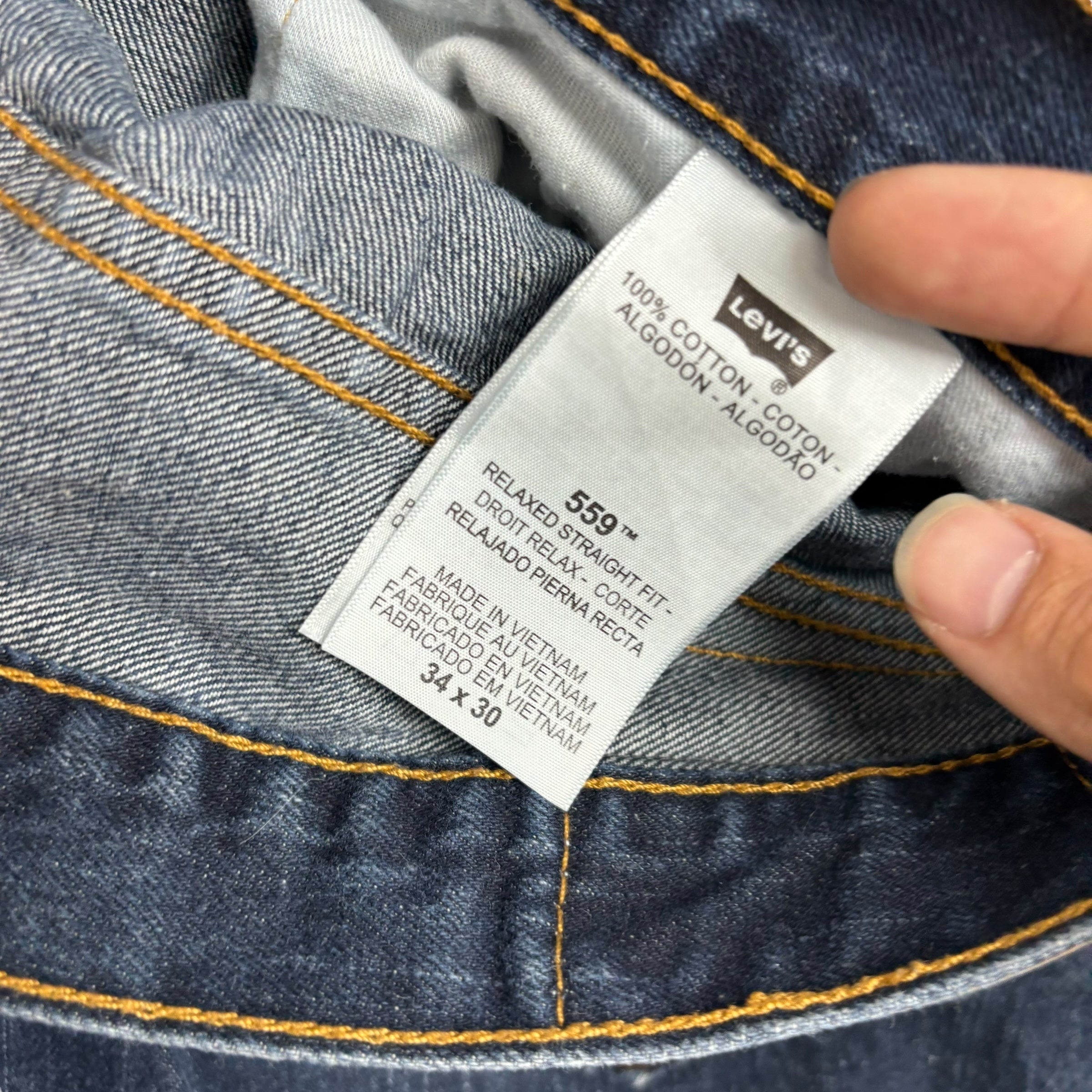 Levis 559 Jeans W34 L30 Mens Dark Blue Baggy Relaxed Straight Vintage Denim (E)