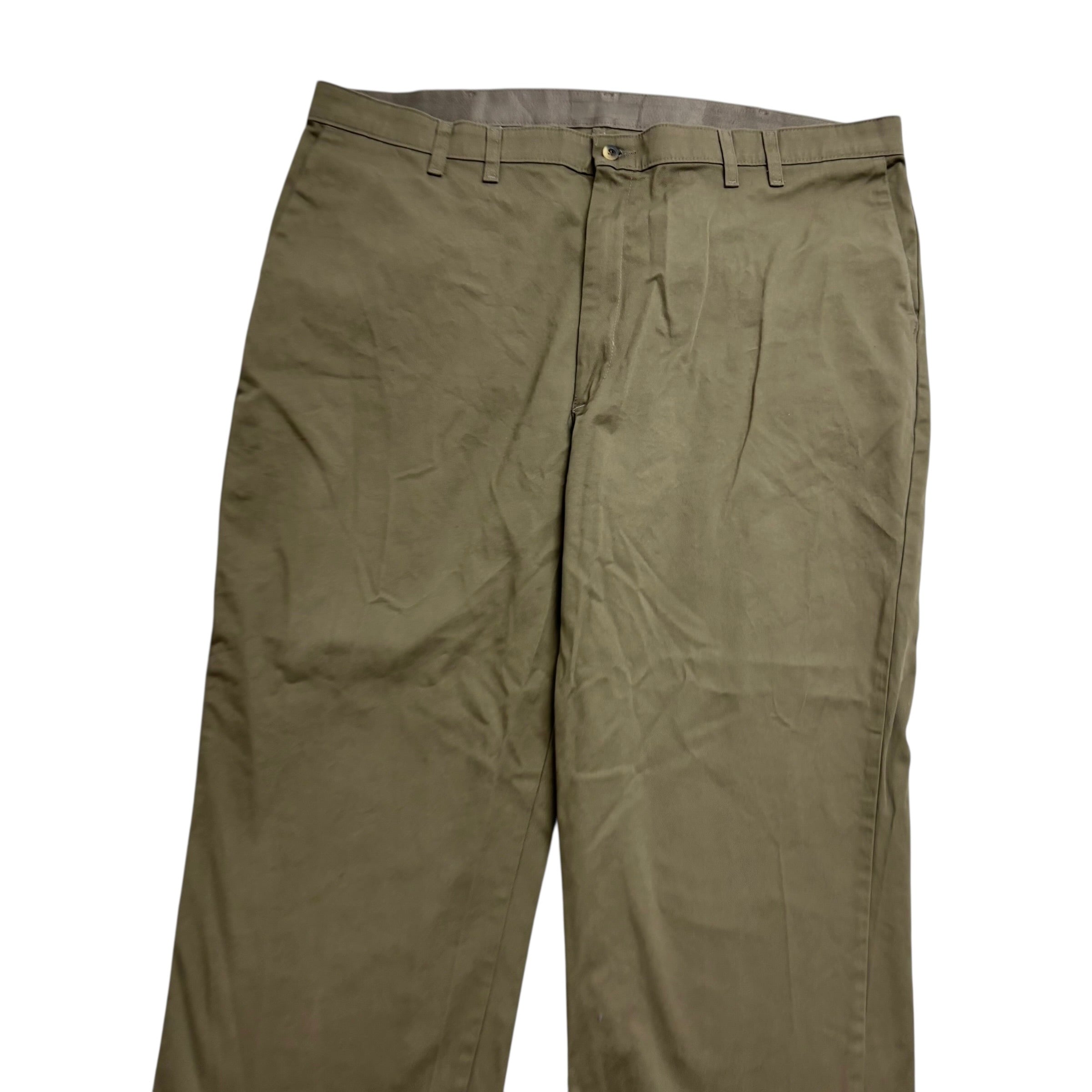 Mens Trousers W44 L25 Olive Green Relaxed Straight Fit Stretch Pants (E)