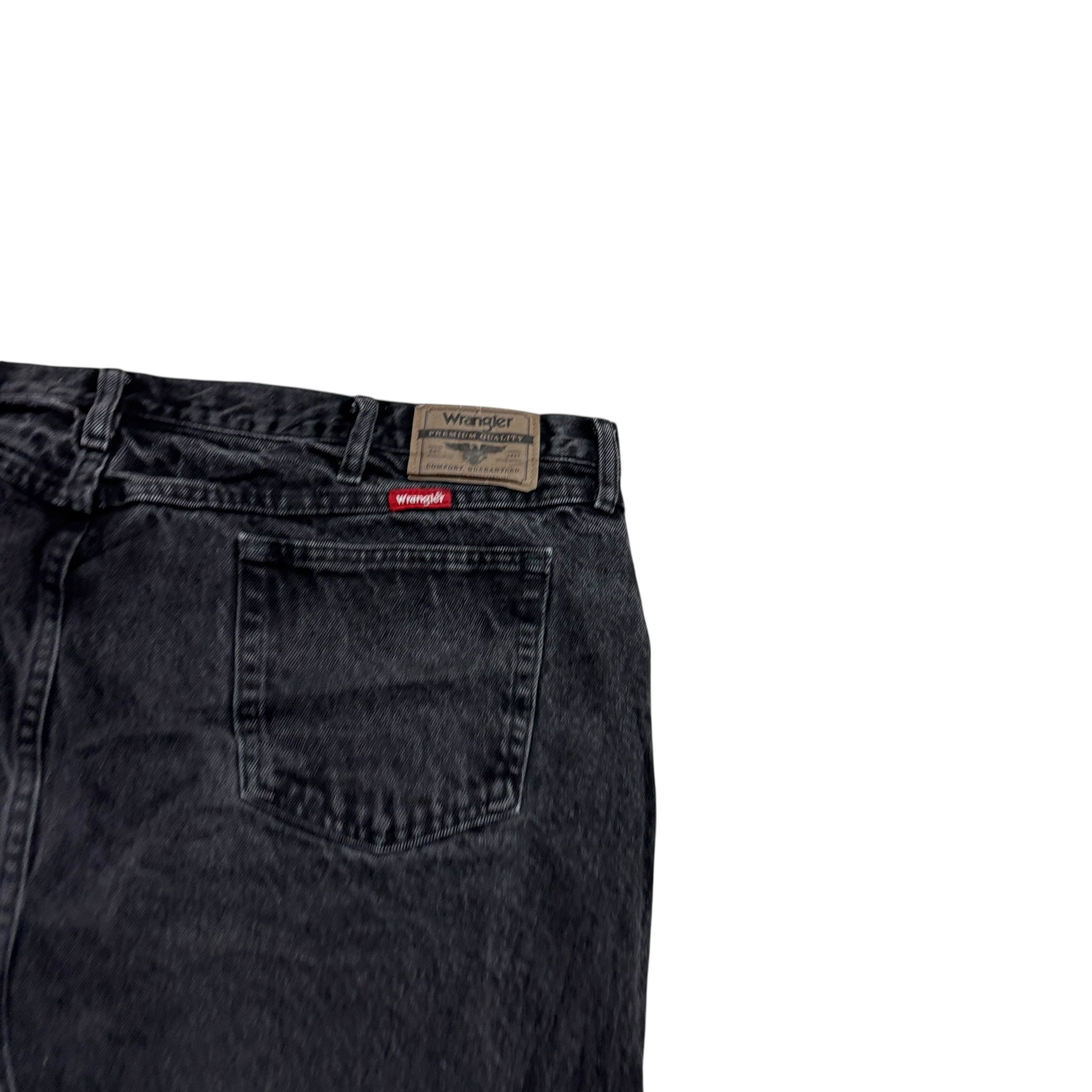 Wrangler Jeans W46 L32 Mens Black Relaxed Straight Fit Denim (E)